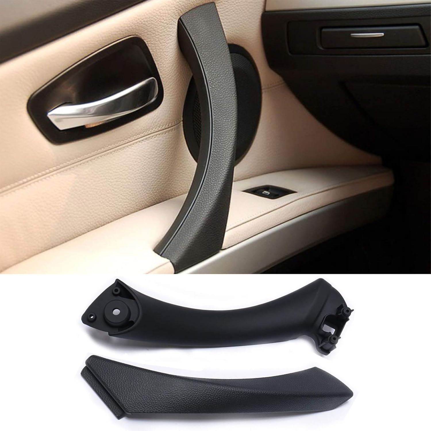 Jaronx Compatible with BMW E90 Black Door Handles Outer Cover Right