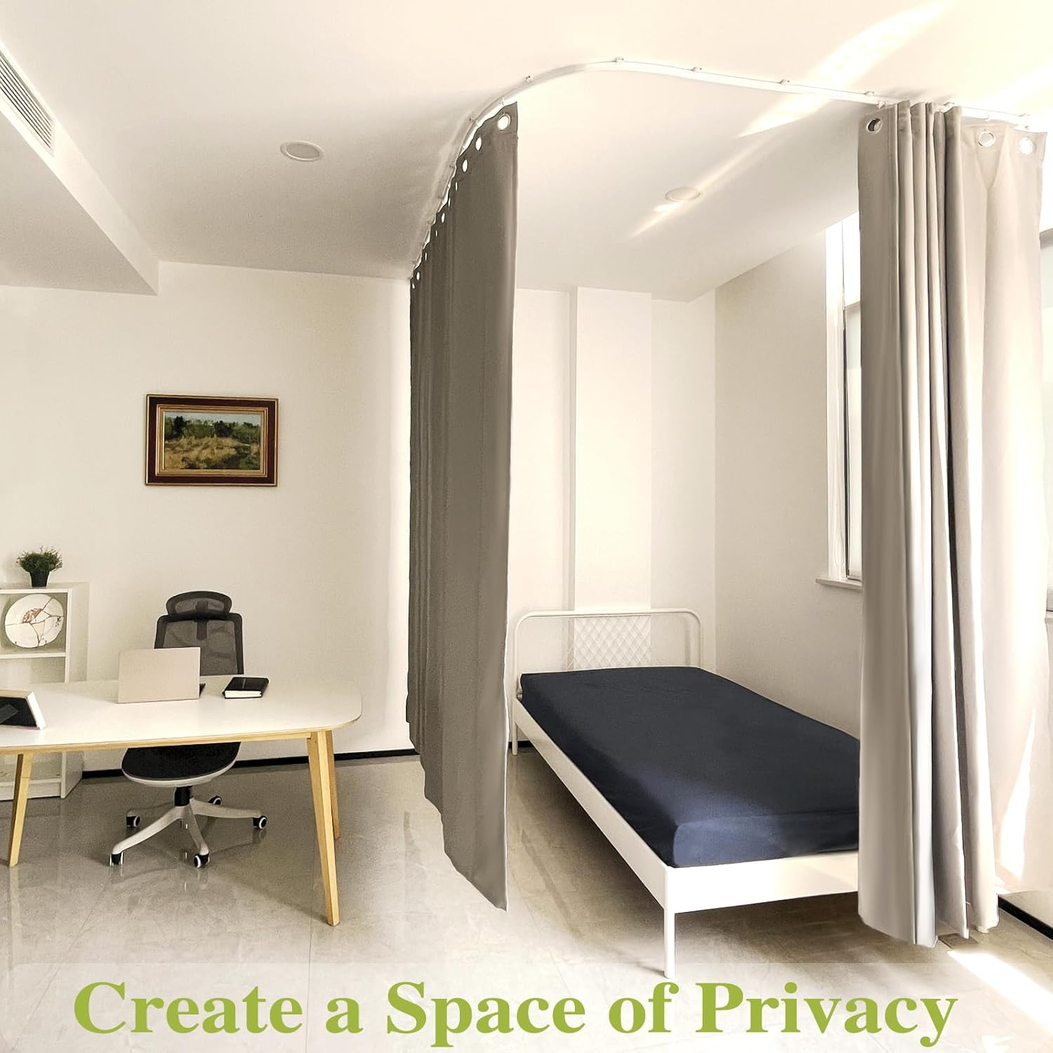 Kxlife Flexible Bendable Curtain Track, Curved Ceiling Track for Curtains, Room Divider Track System (20 Ft) image number 2