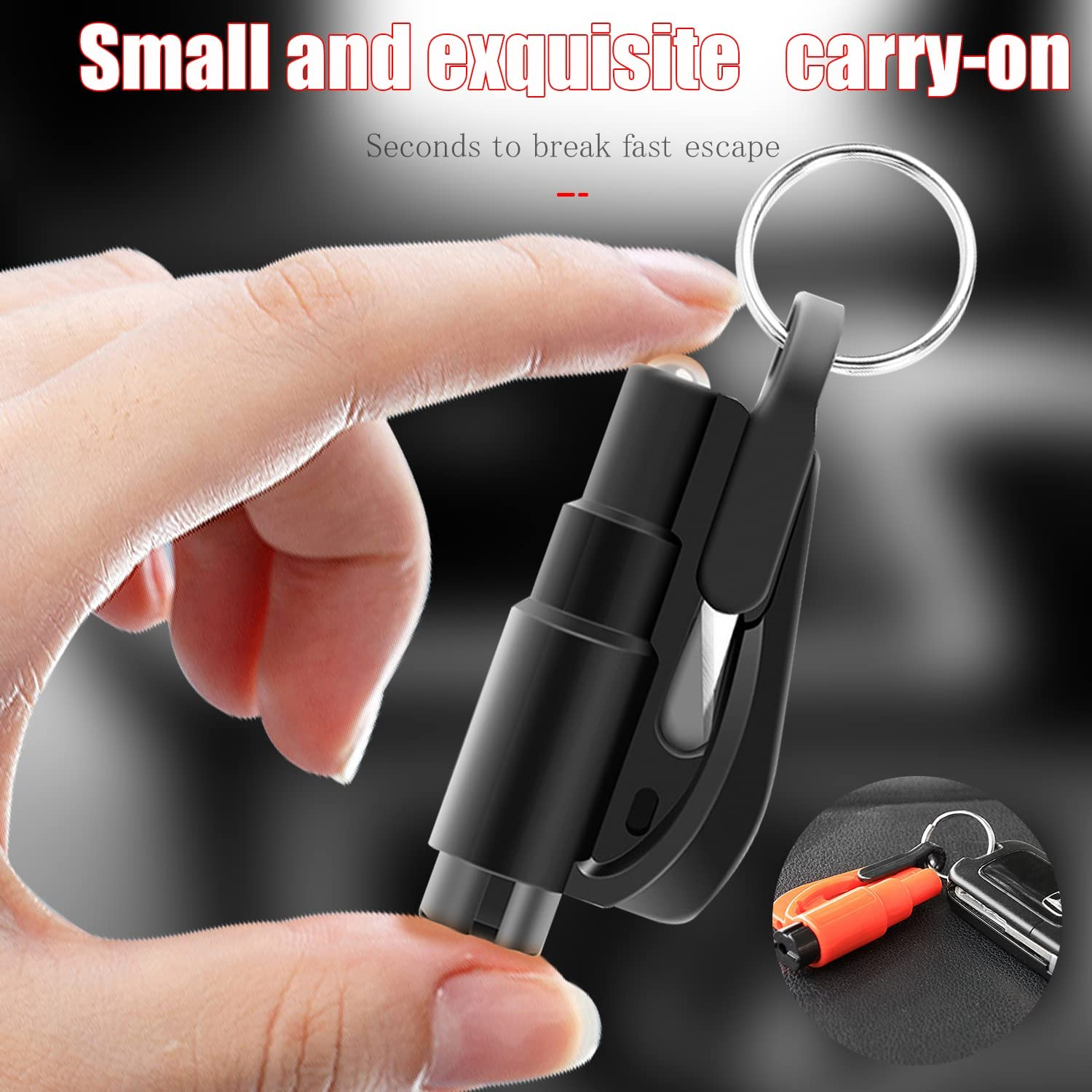Benran 2 Pcs 2-In-1 Car Window Breaker Emergency Keychain Car Escape Tool for Emergency Situation Mini Keychain Car Safety Hammer