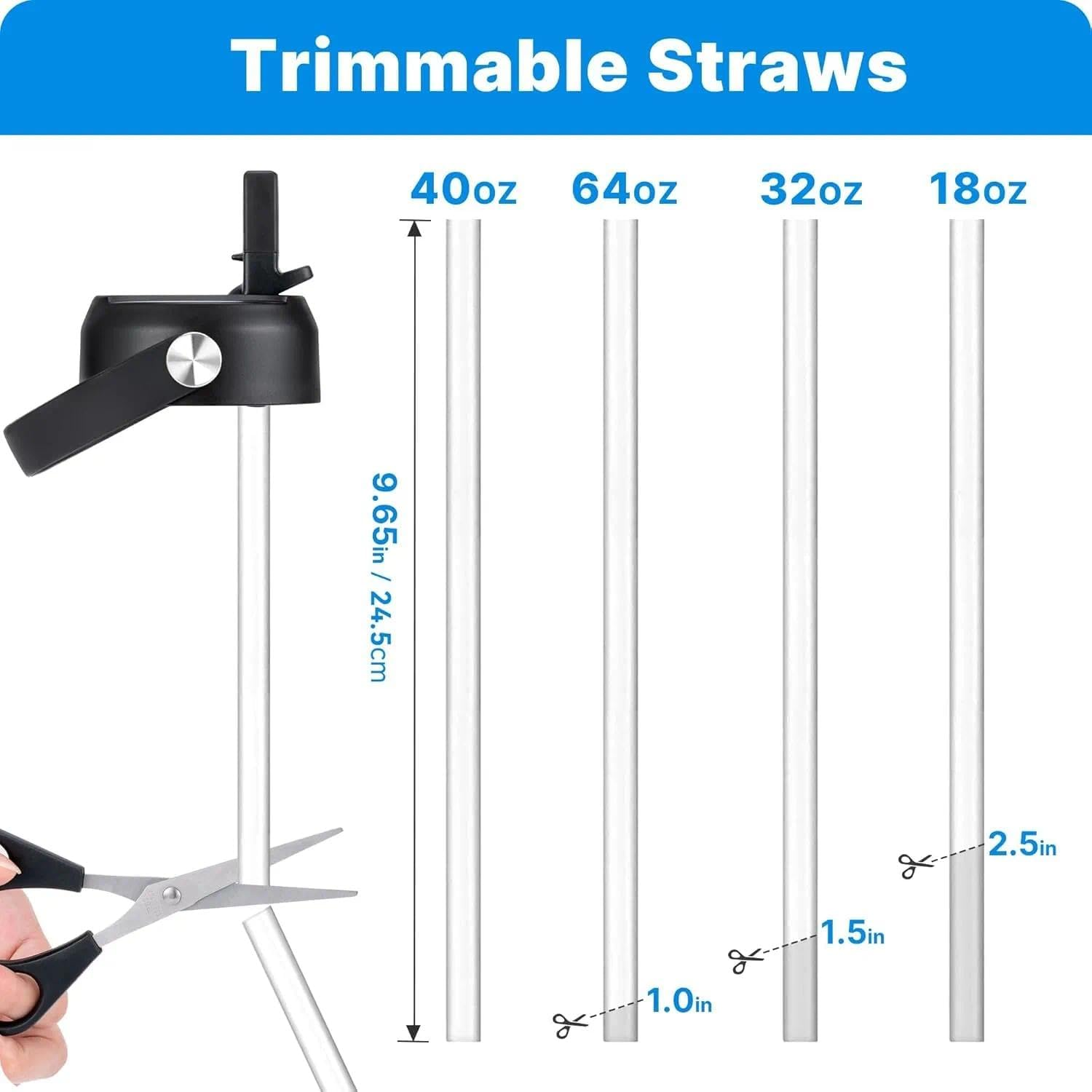 Damaill Straw Lid for Hydroflask, Lids with Straw for Hydroflask 12 16 18 20 32 40 64Oz Wide Mouth Water Bottles, Replacement Cap for Hydro Flask (Black) image number 1