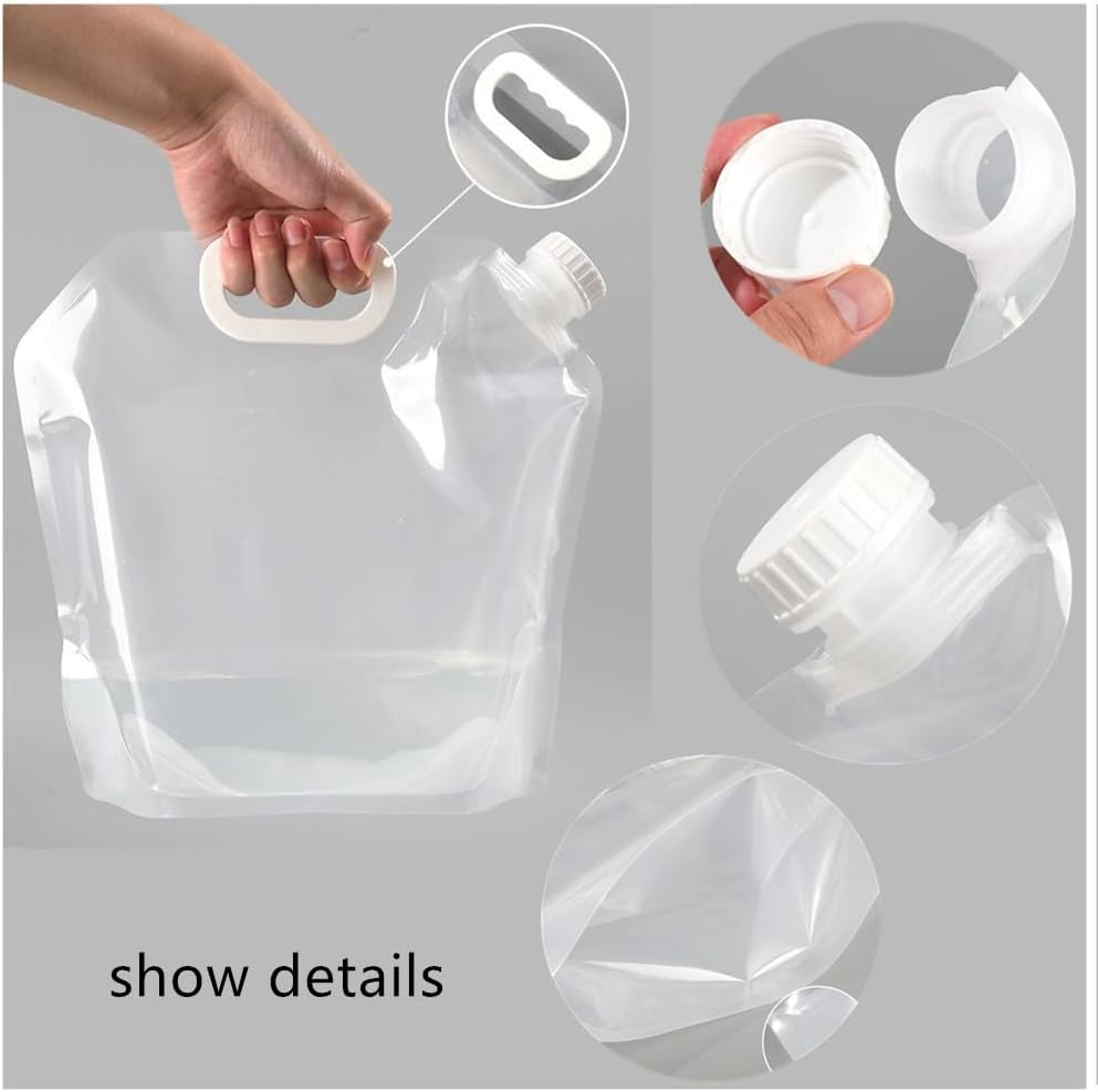 Collapsible Emergency Water Jug Container Bag,Granmagazz Collapsible Water Tank Container 5Pack 10L - PE Water Carrier Portable Water Tank Lightweight Space-Saving Outdoor Folding Water Bag image number 3