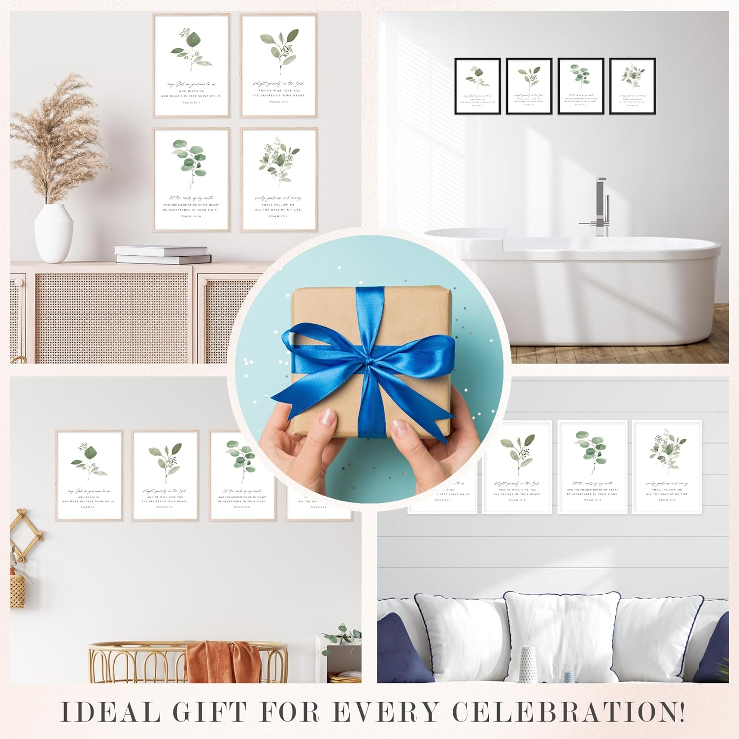 Psalms Scripture Wall Art Christian Wall Art - Bible Verse Wall Art Set of 4 (8X10") Christian Wall Decor - Bible Scripture Wall Art, , Christian Art Bible Verses Wall Decor, Scripture Artwork - Unframed - White image number 5