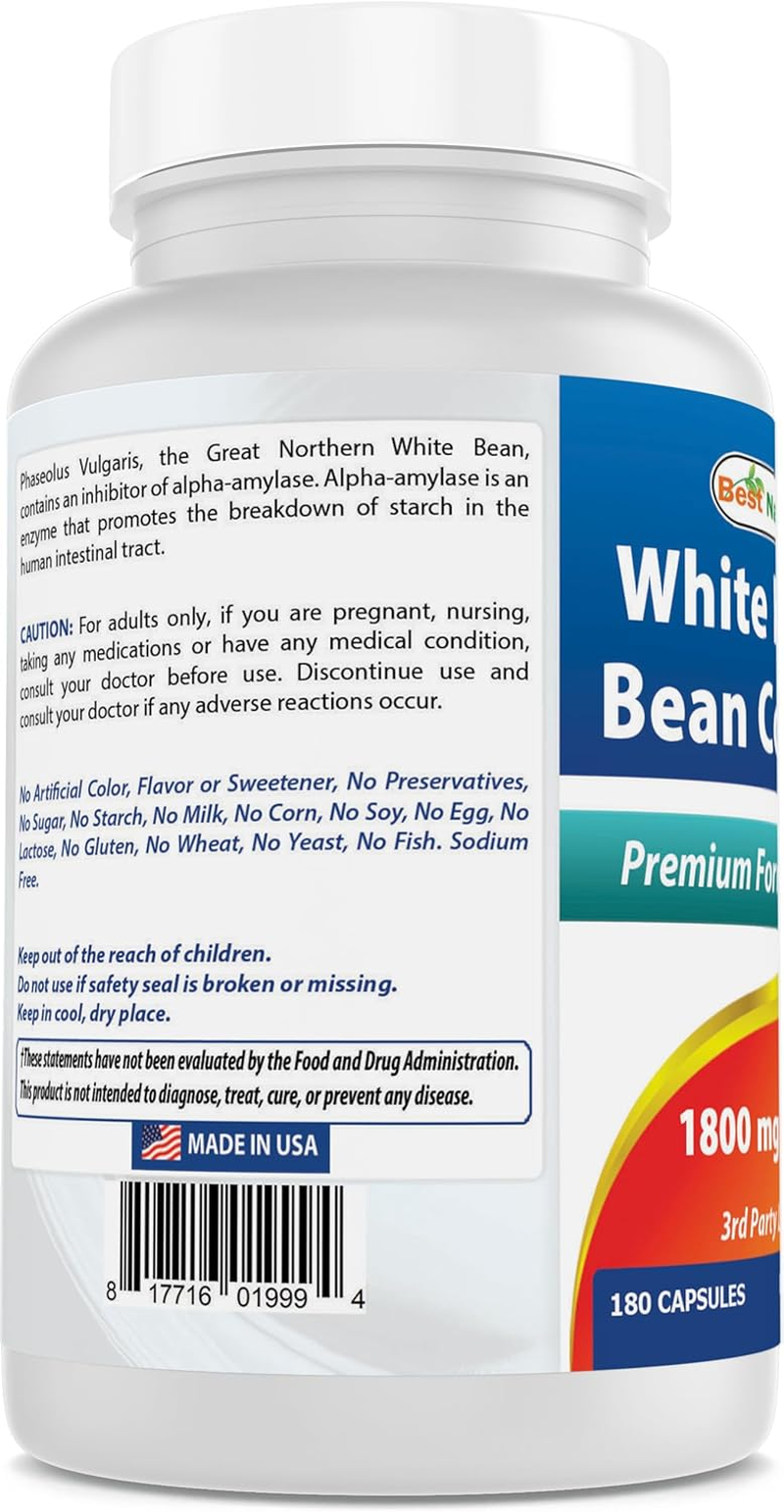 Best Naturals White Kidney Bean Complex 1800 Mg per Serving- 180 Capsules. Non-Gmo, and Gluten Free image number 1