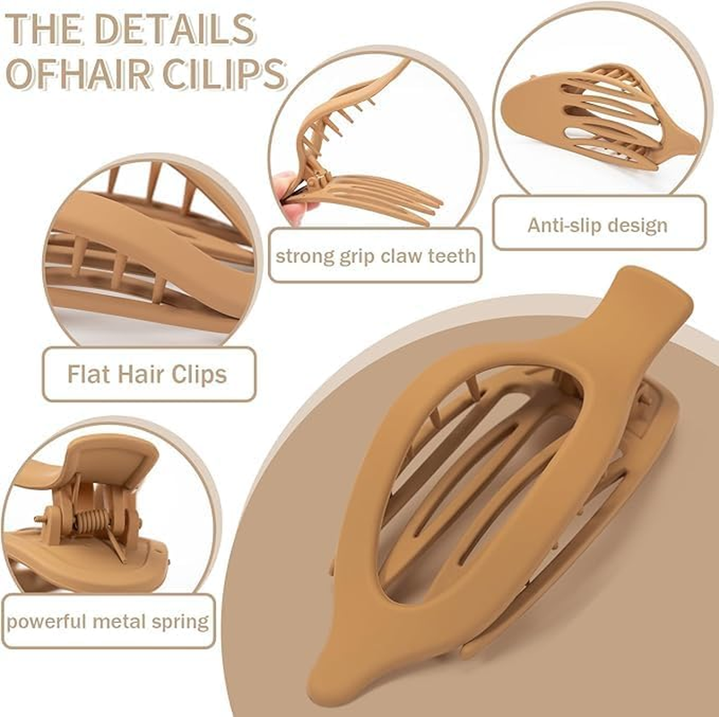 French Concord Lay Flat Claw Clips, 8Pcs French Concord Curved Flat Hair Clip,French Concord Flat Hair Clip Curved Hair Clip,French Concord Lay Flat Claw Clip,French Concord Claw Clip for Women,Set A - Set A image number 1