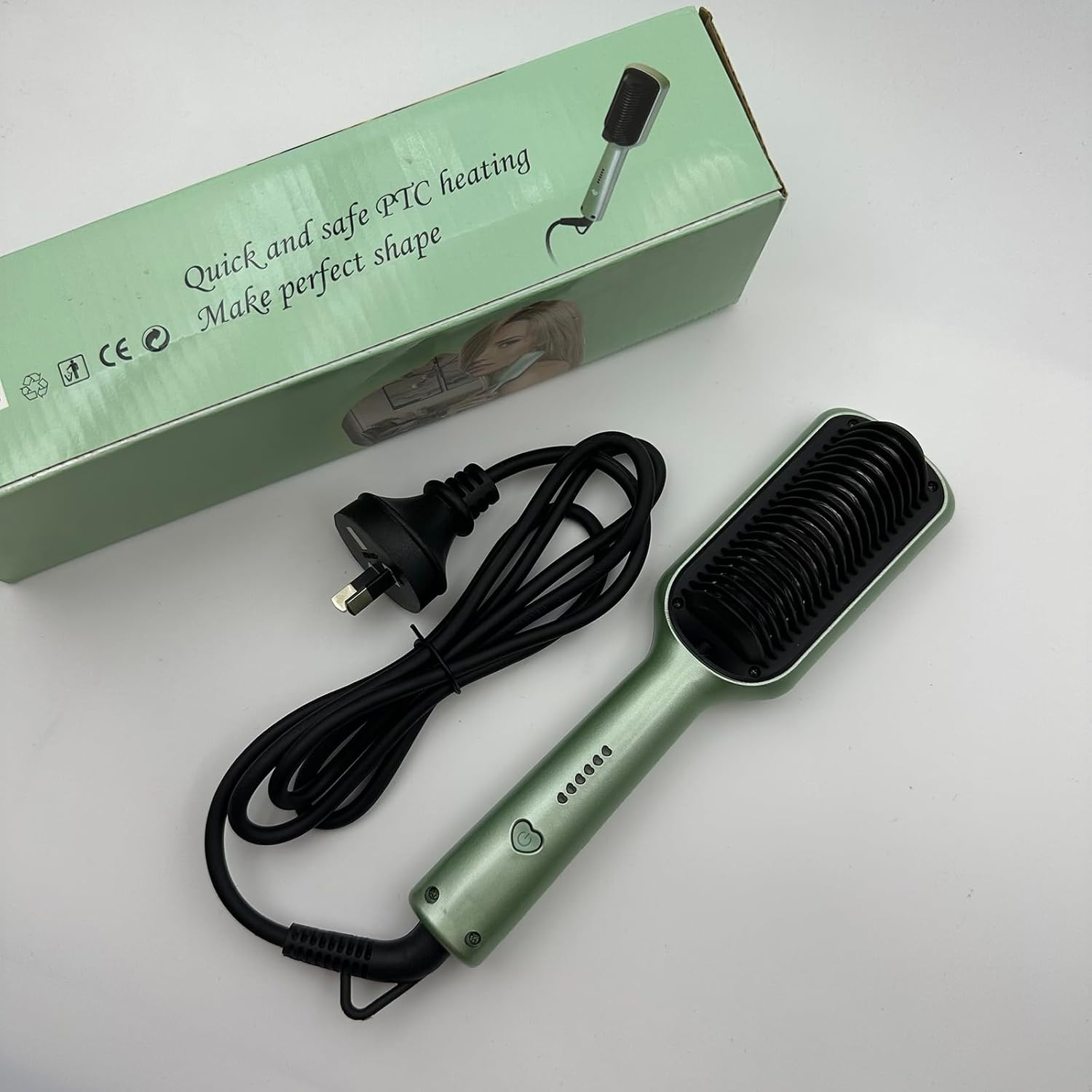 Xoxel Hair Straightener Brush Hair Iron with Built-In Comb, Fast Heating, 5 Temp Settings, Anti-Scald, Salon-Quality for All Hair Types Green image number 1