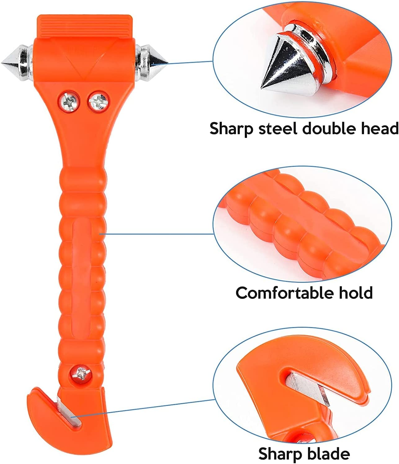 Car Safety Hammer - 2 Pack Emergency Escape Tool - Auto Car Window Glass Hammer Breaker and Seat Belt Cutter Escape 2-In-1 for Family Rescue & Auto Emergency Escape Tools image number 1