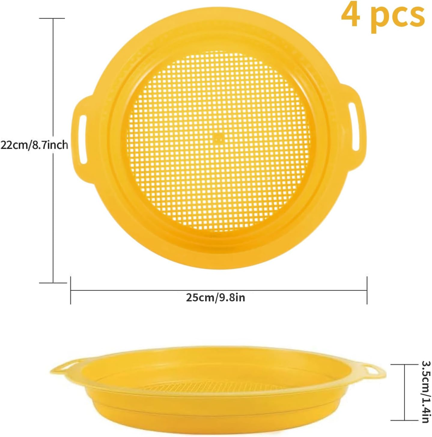 Zalizr 4 Pcs Screening Pan, 22 CM/8.7" Plastic Mining Screen, Portable Gold Panning Pan for Filtering Sand, Dirt, and Gravel, Sifting and Gold Extraction Tools image number 4