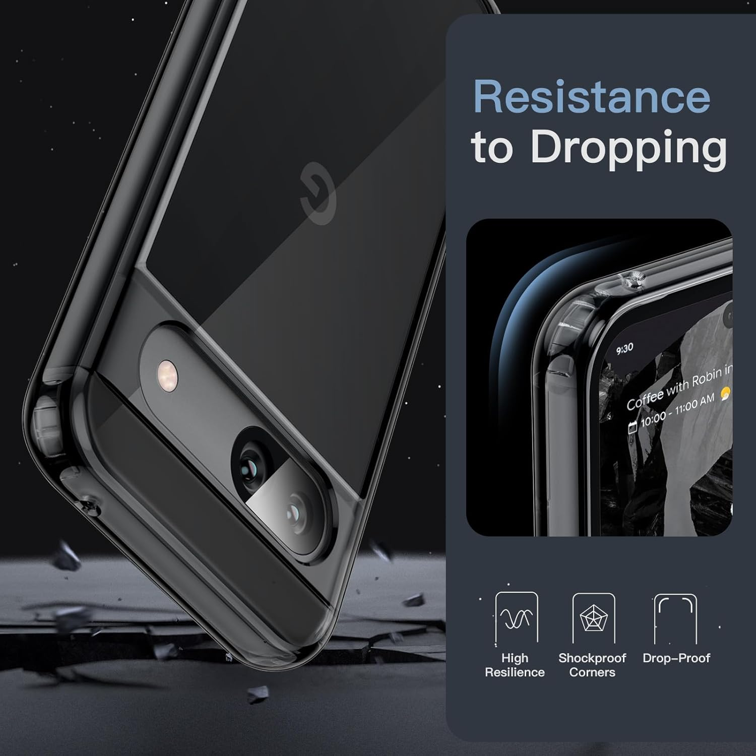 Jetech Case for Google Pixel 8A 6.1-Inch 2024, Non-Yellowing Shockproof Bumper Protective Phone Cover, Anti-Scratch Hard PC Back (Black) image number 1