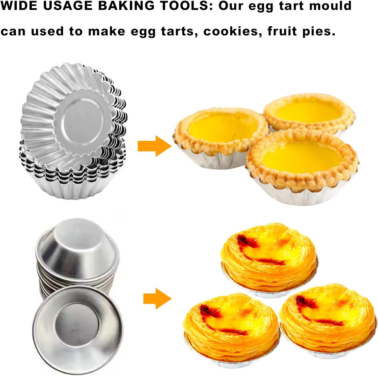 30PCS Egg Tart Molds,Mini Muffin Tray,Tart Pans,Pie Tins,Moldes Para Mini Chocoflan,Egg Mold,Small Lcheesecake Pans,Mini Aluminum Pans for Quiche,Bakeware Cake Cookie Mold,(Round,Chrysanthemum Shape) image number 2
