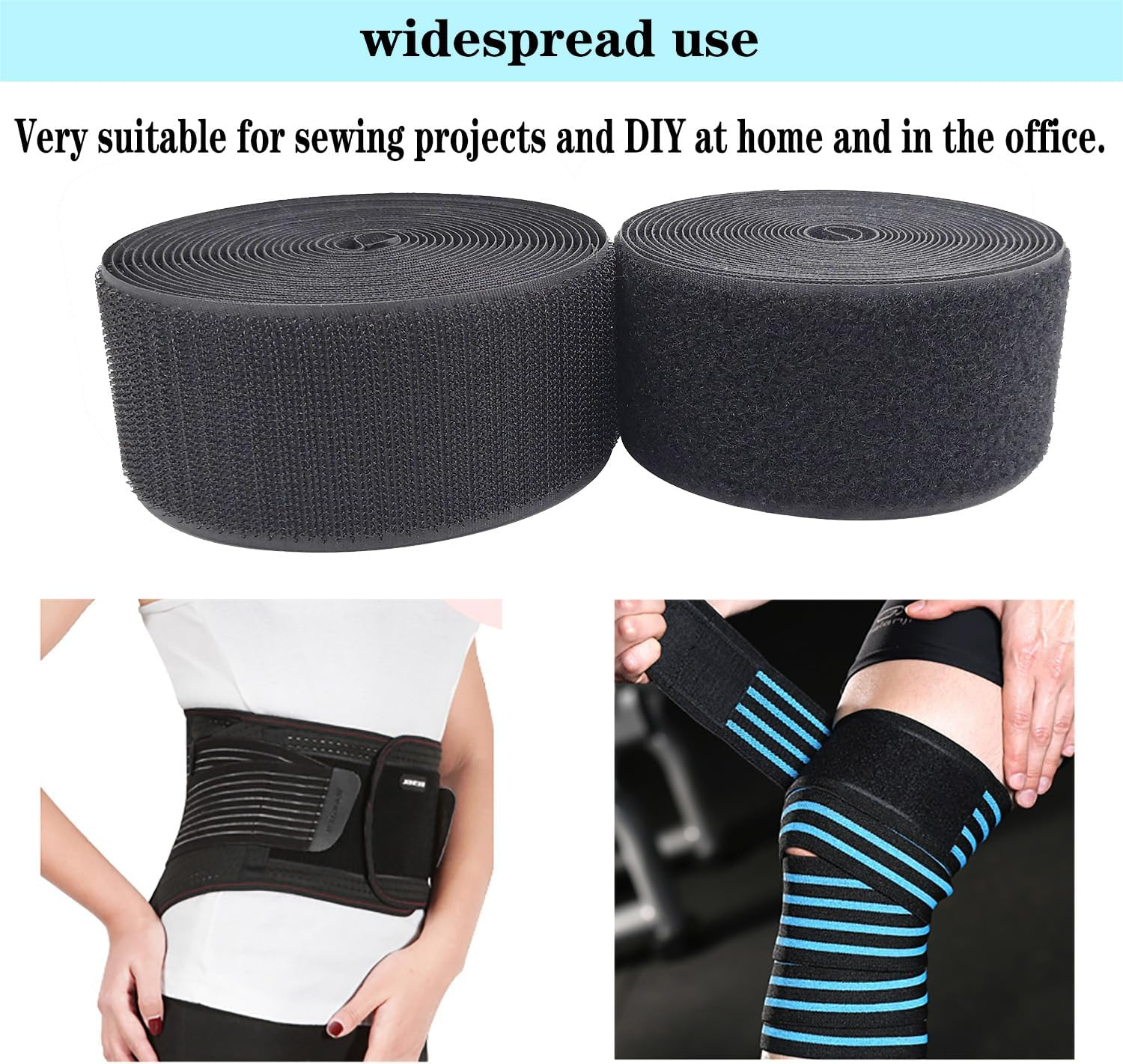 Sew on Hook and Loop Tape, 5CM X 5M Non-Adhesive Back Nylon Fabric Fastener, Heavy Duty Non Adhesive Fabric Tape for Crafts DIY and Sewing Projects around Home and Office image number 3