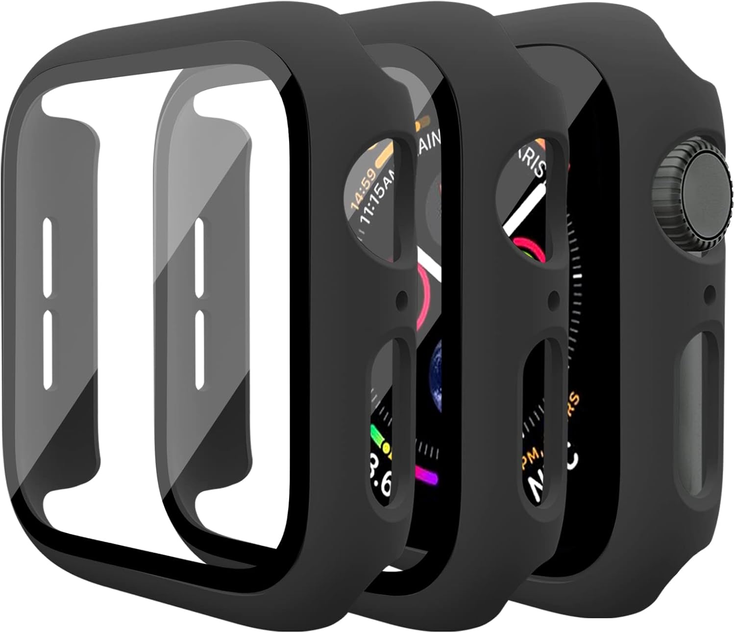 Mugust 4 Pack Compatible for Apple Watch Case 38Mm [NO Screen Protector] Series 3 2 1, Hard PC Bumper Case Protective Cover Frame Compatible for Iwatch 38Mm, Black/Rose Gold/Silver/Clear