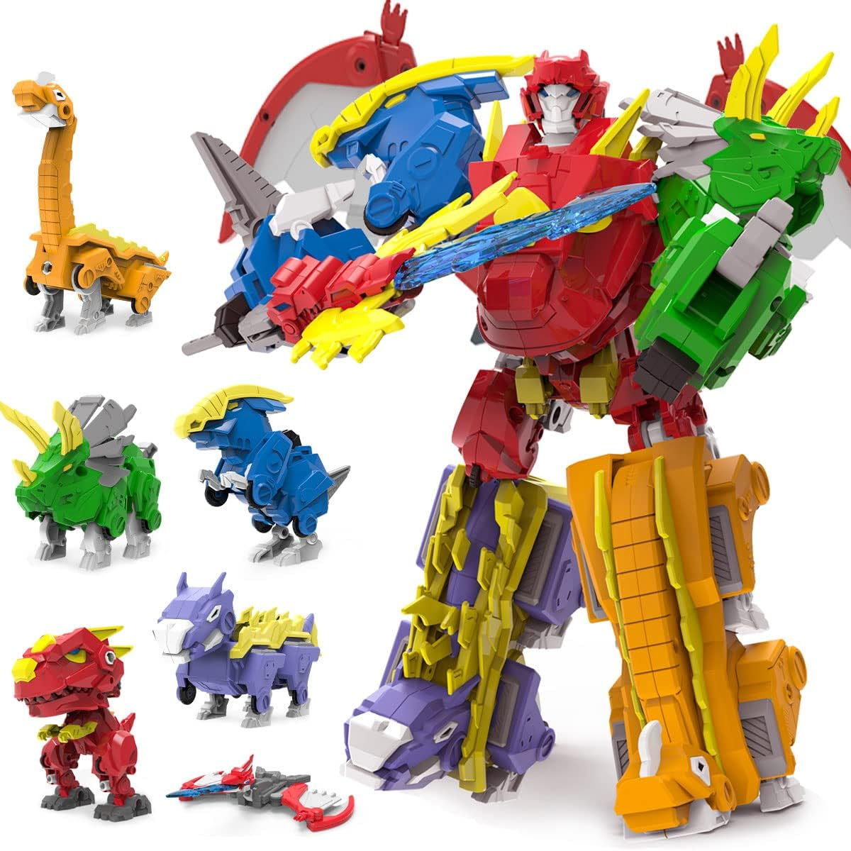 Wenbeier Dinosaur Turn into Robot Toys/6 in 1 Action Figures Take Apart Dinosaur Toys for Boys & Girls Ages 6-12 image number 2