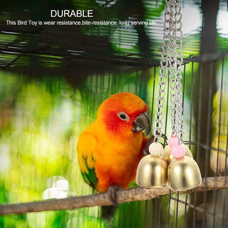 3PCS Stainless Steel Pet Parrot Bell Toy for Bird Parrot Parakeets Hanging Small Bird Toys Hanging Bell Ornaments image number 4