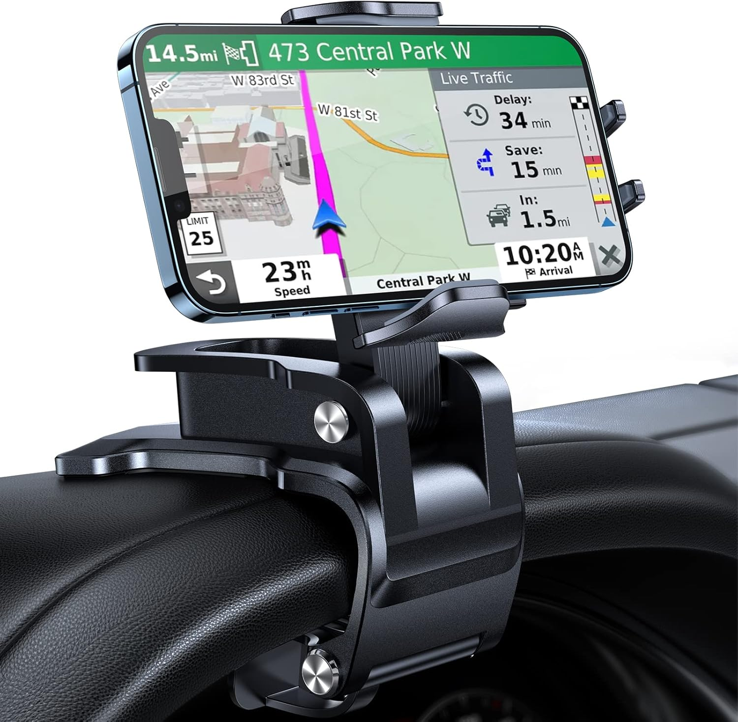 Andobil Phone Holder for Car, 2021 Upgraded [Powerful Suction & Adjustable] Long Arm Powerful Stickiness and Sturdy Suction Cup & Air Vent Universal Car Holder Cell Phone Mount Fit with All Phones image number 2