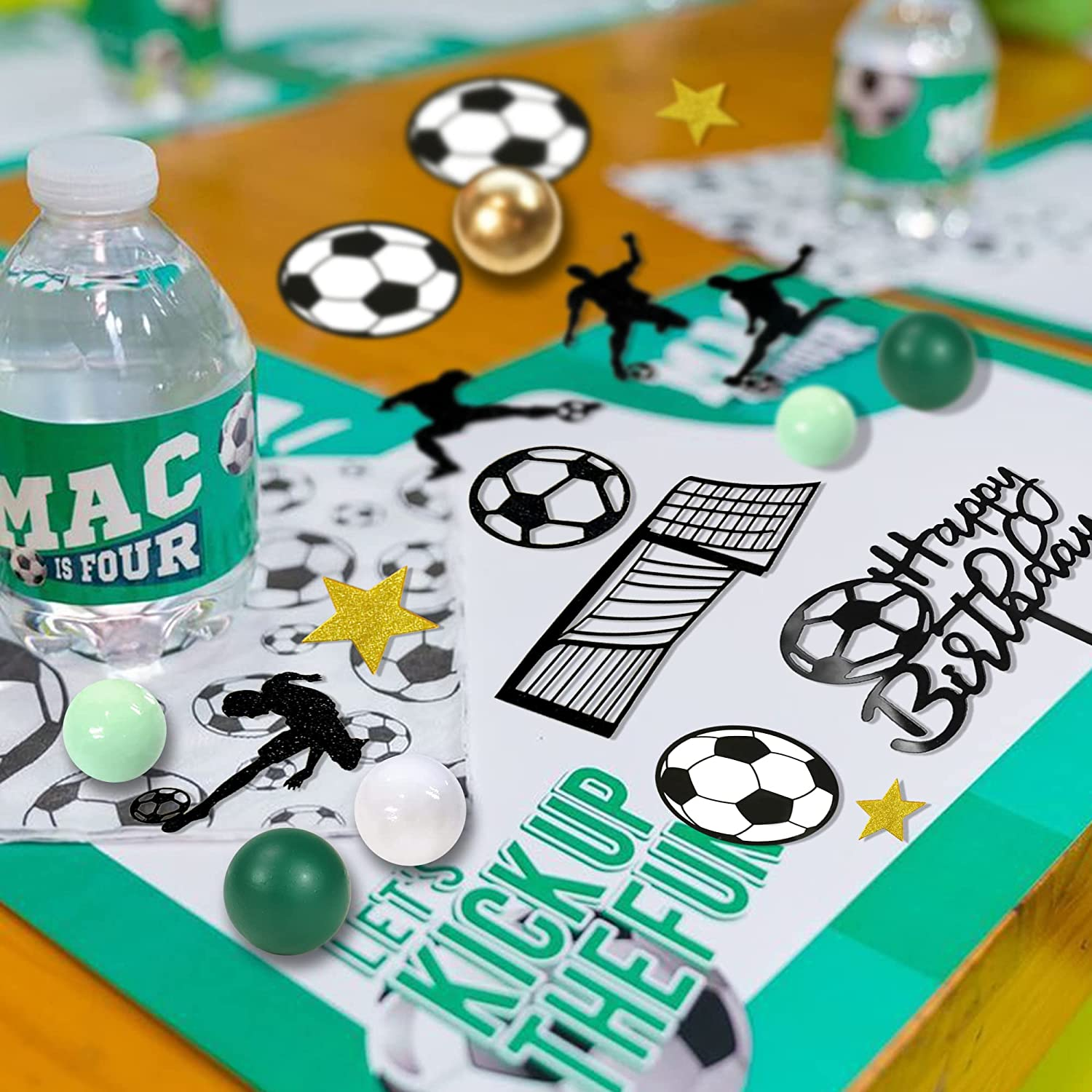 DRWATE 32 PCS Soccer Birthday Cake Topper Decorations for Football Theme Party Men Boy Sport Supplies (Soccer) GCMGM10001 image number 1