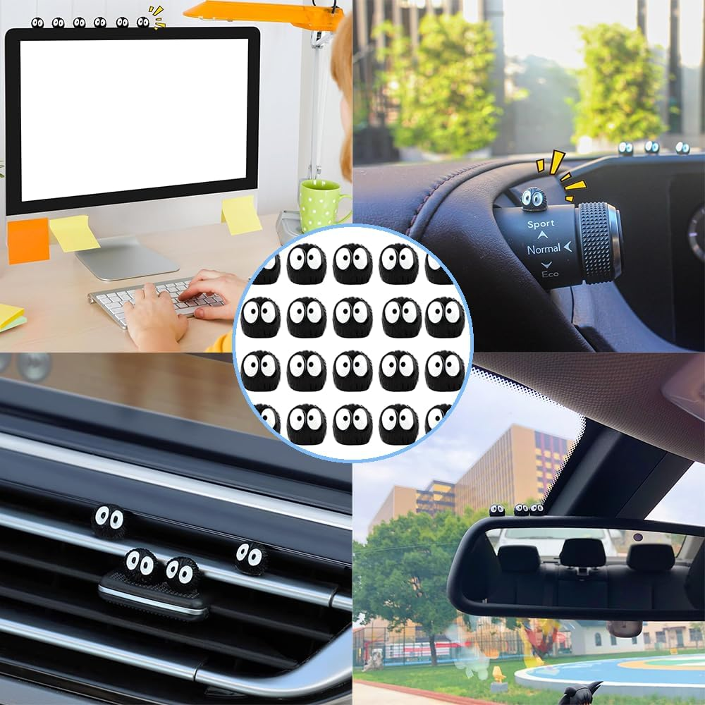 Cute Soot Sprites Car Decor - Ghibli Anime 20 Pcs Black Interior Accessories for Car Rearview Mirror & Dashboard, for Ghibli Fans image number 1