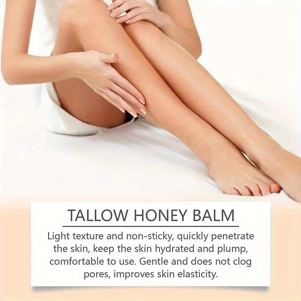 Beef Tallow Moisturiser, Tallow and Honey Balm Cream 60G: Whipped Grass-Fed Tallow & Raw Honey Blend - Nourishing Face Moisturizer for Mature Skin (WUYI HONEY BALM, 60G) image number 4