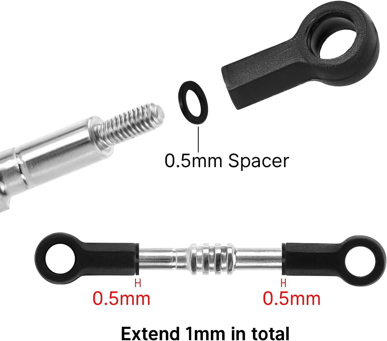INJORA Adjustable Stainless Steel Links Set for 1/24 Losi Micro-B Upgrade image number 4