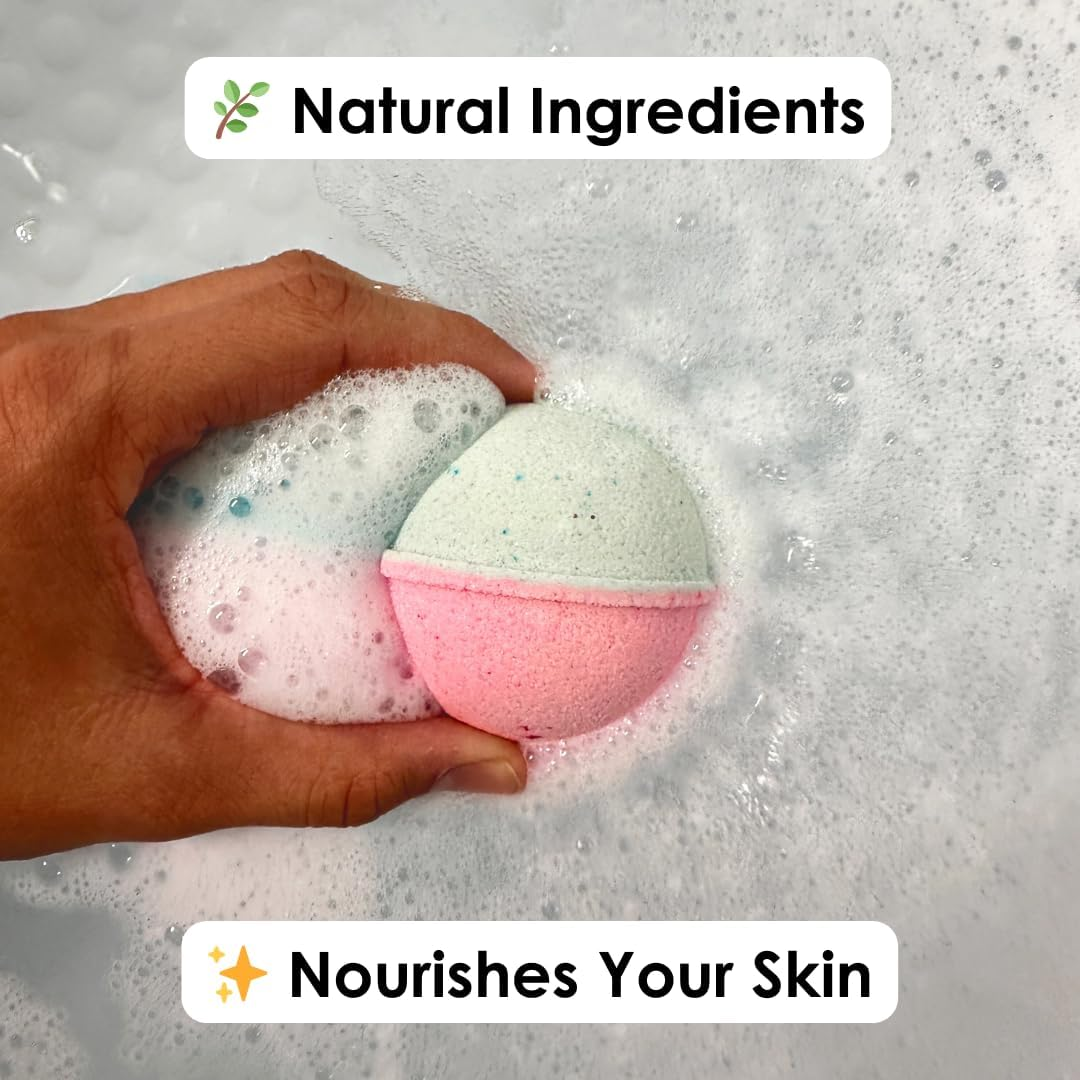 BATH BOX Gift Set, Bubble Bath Bombs, Bath Dust Soak, Natural & Handmade in Australia, Cotton Candy, Fairy Floss & Bubblegum Bath Fizz, 4 Piece Hamper Gift Box image number 2