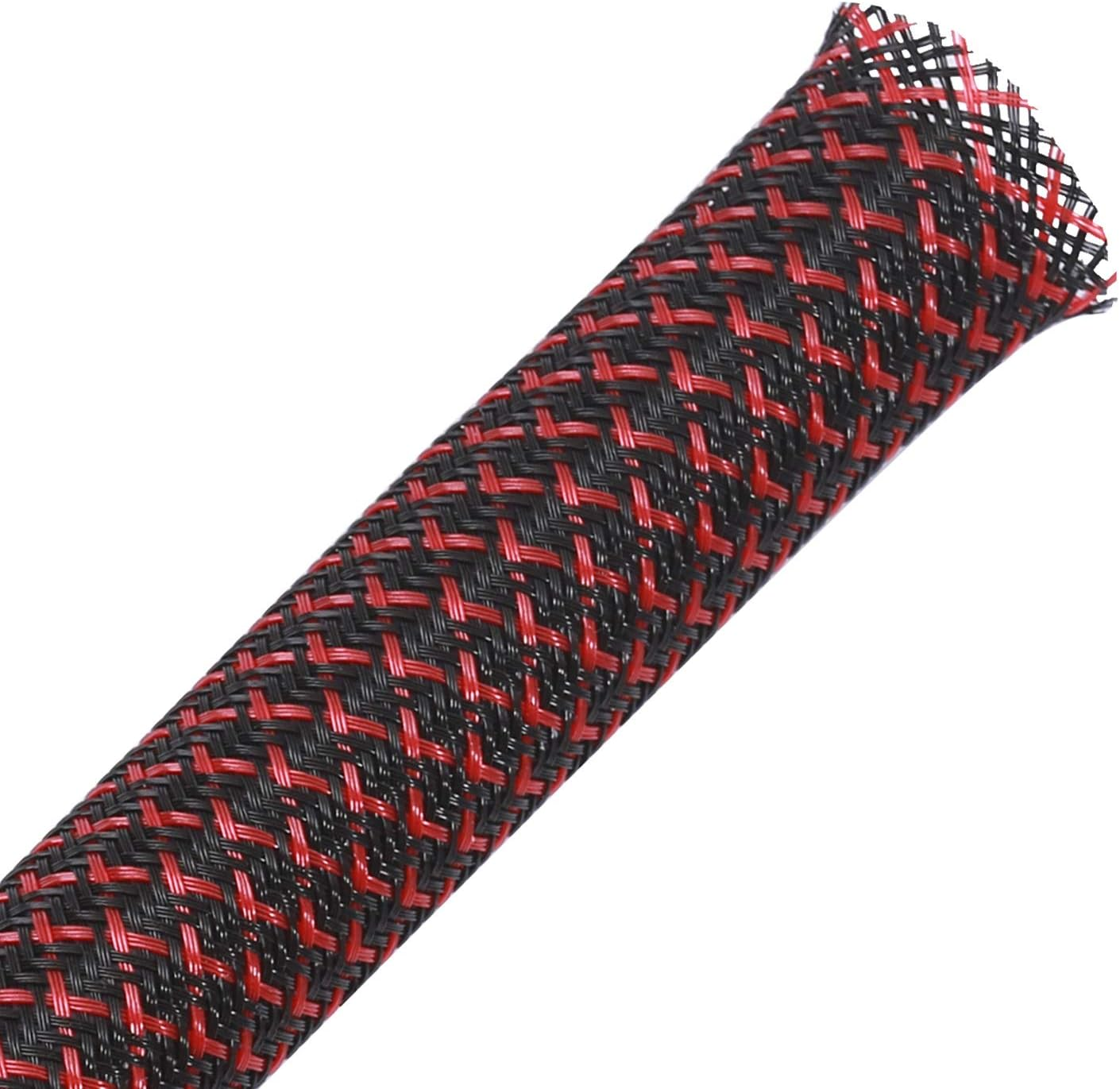 100Ft - 1/2 Inch PET Expandable Braided Sleeving &ndash; Black &ndash; Alex Tech Braided Cable Sleeve