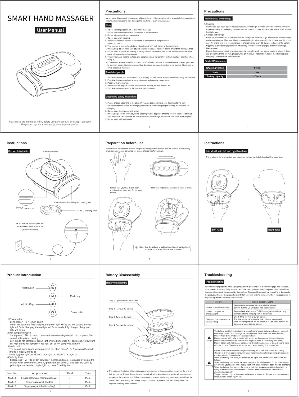 Smart Hand Massager with Heat Compression Relief, 3 Modes 3 Heats 5 Intensities, for Arthritis & Carpal Tunnel Relief, Cordless Portable Therapy Glove, Electric Shiatsu Wrist/Finger/Palm Massager image number 6