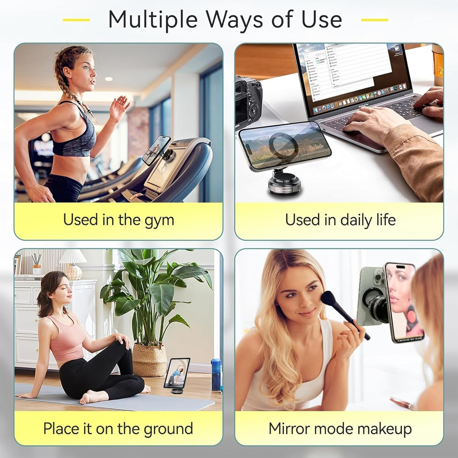 Upgraded Magnetic Phone Holder, 360&deg; Adjustable Vacuum Suction Cup Magnetic Phone Mount, Foldable Alloy Car Mount, Compatible with Iphone Magsafe Series