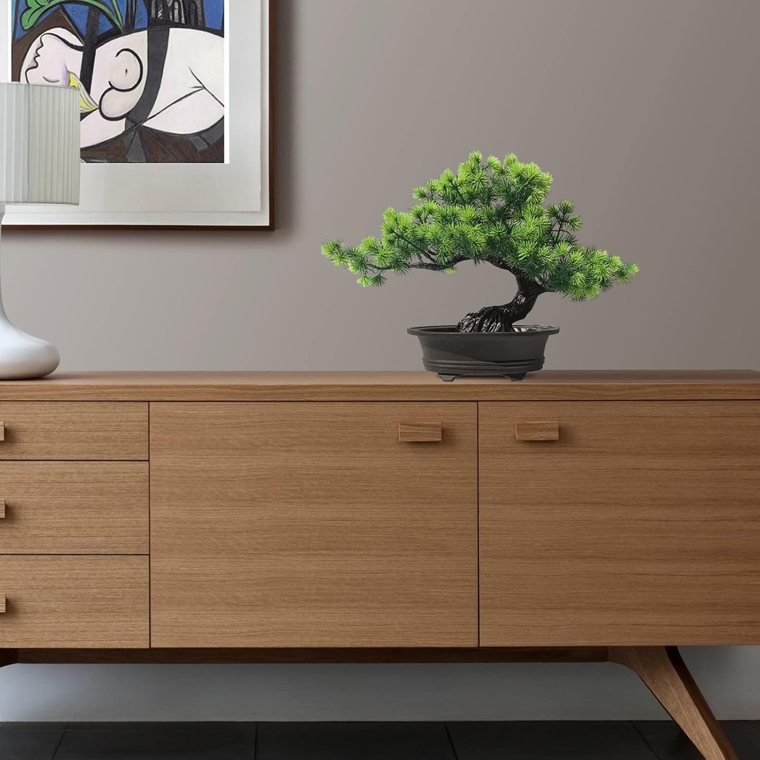 Artificial Plants Greenery Bonsai, Room Decor Fake Bonsai Tree for Home Decor Indoor Bookshelf Office Desk Bathroom Farmhouse Decor, Tall 9.5" image number 6