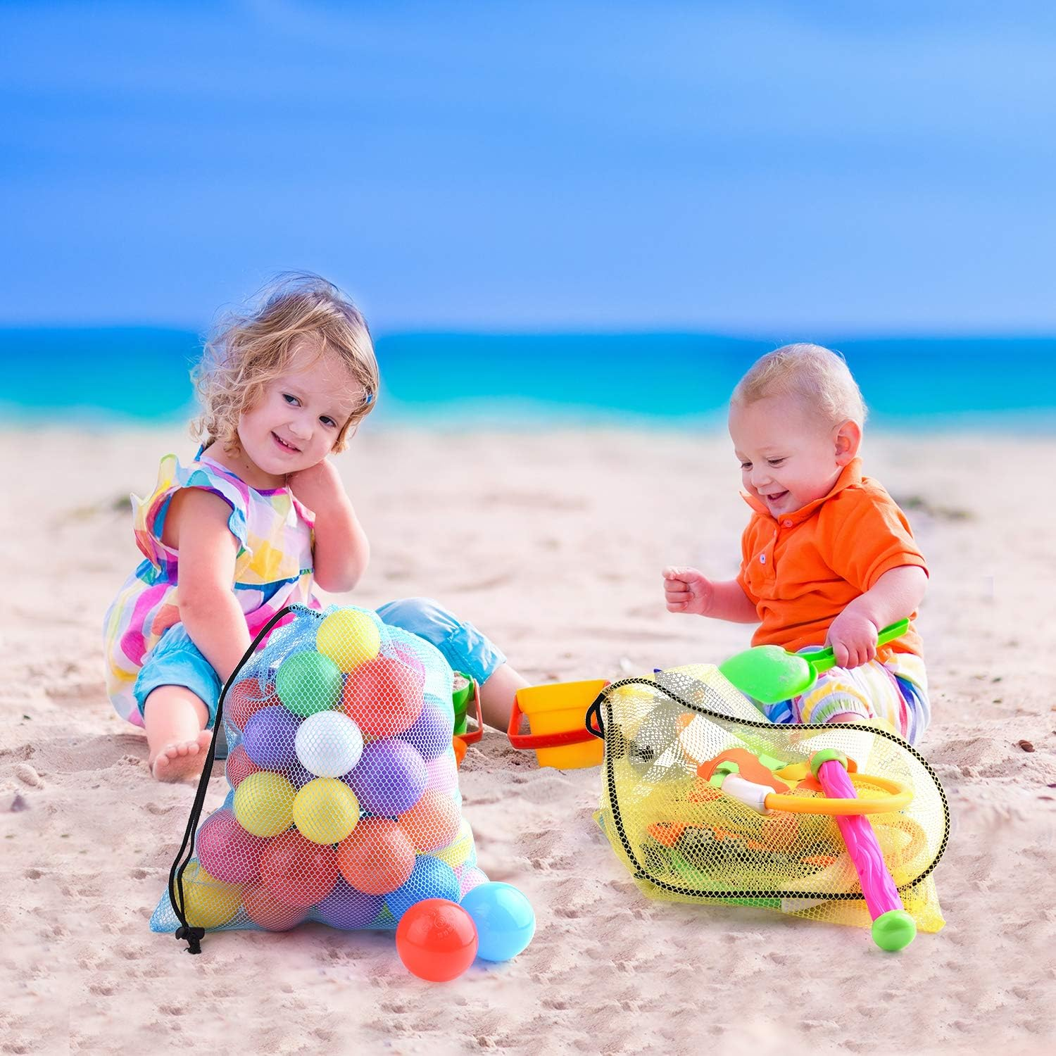 KUUQA 10 Pcs Mesh Drawstring Bag, Laundry Bag, Mesh Stuff Sack, Golf Ball Bag, Nylon Mesh Bag for Storage, Travel and Sports (Colorful, 13"X15.5") image number 5