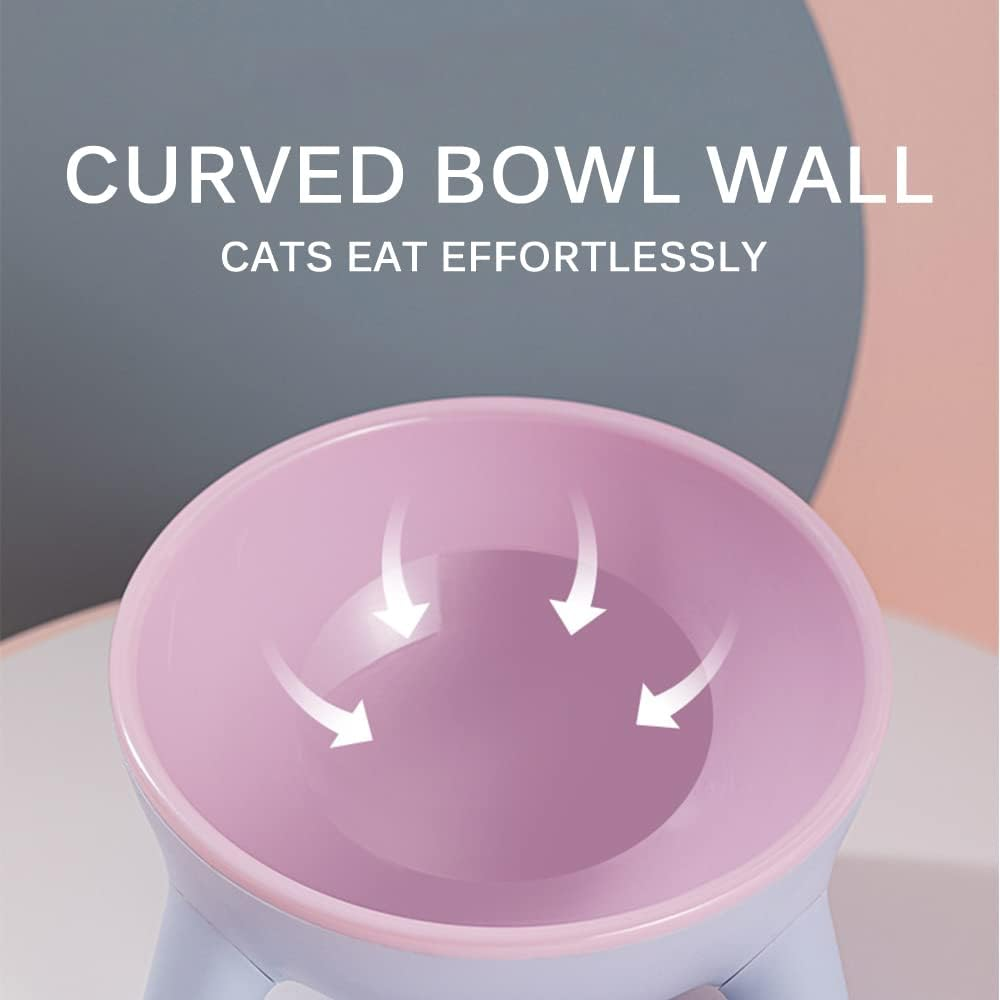 Cat Bowl Non-Slip Pet Food Bowls Tilted Tripod Support Pet Food Feeder Bowl Stress Free Backflow Prevention Pet Supplies Puppies Water Bowls Slanted Cat Dish Protect Pet'S Spine (Pink) image number 4