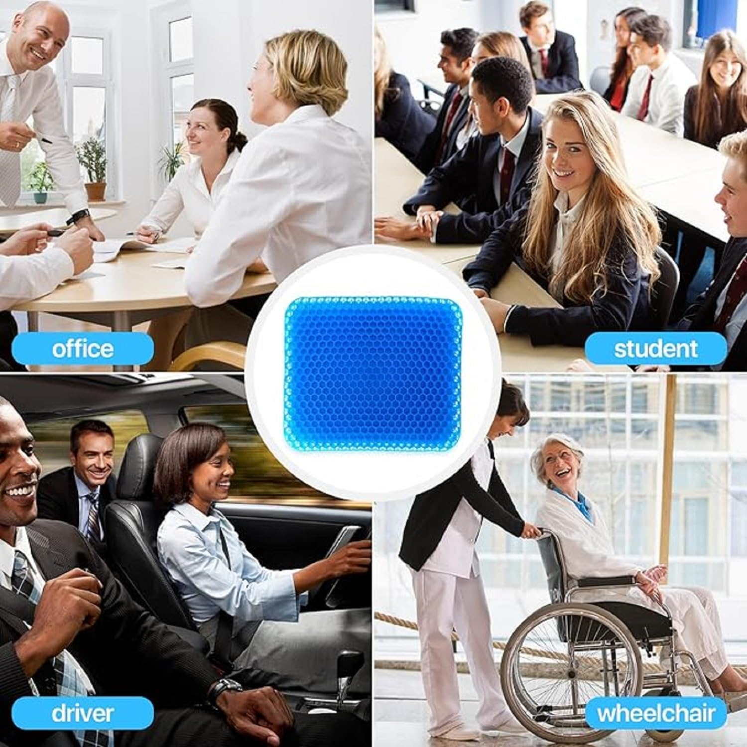 Gel Seat Cushion for Long Sitting (Thick & Extra Large), Gel Cushion for Wheelchair Soft, Gel Chair Cushion, Gel Car Seat Cushion Breathable, Gel Seat Cushion for Office Chair for Hip Pain image number 3
