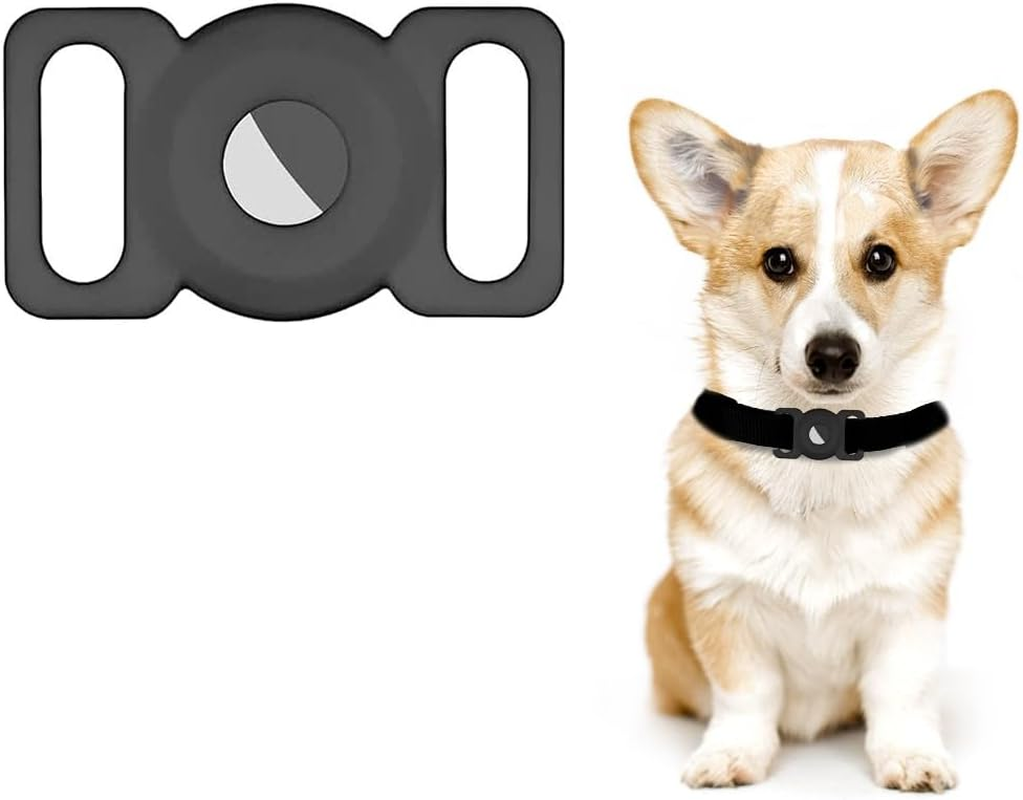 Tag Dog Collar Holder,Proxima Direct Silicone Pet Collar Case Compatible with Tag, Anti-Lost Case Holder for Dog Cat Pet (Black 1Pack)