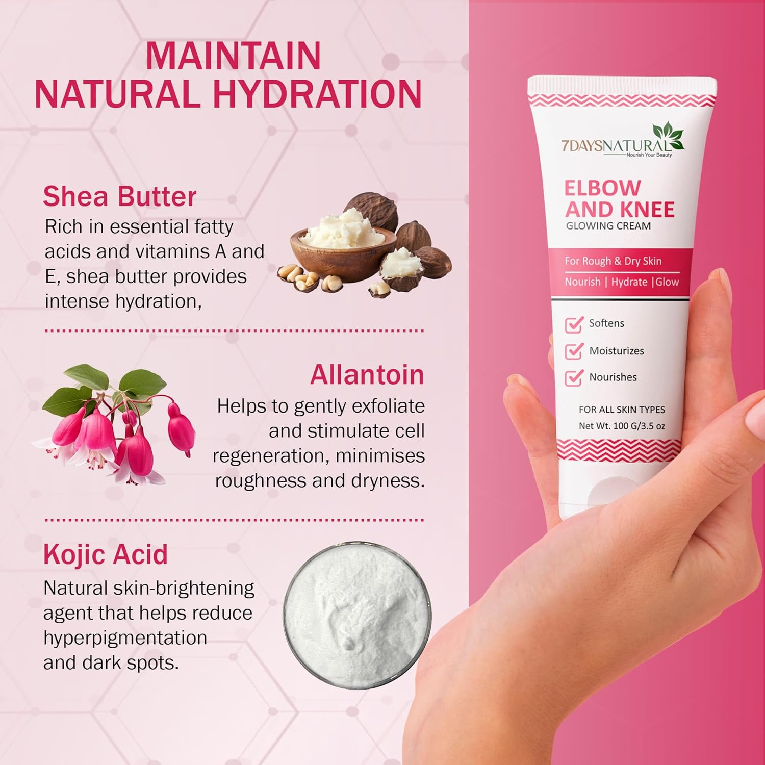 7 DAYS Elbow & Knee Whitening Cream for Men & Women(100 Gm) image number 3