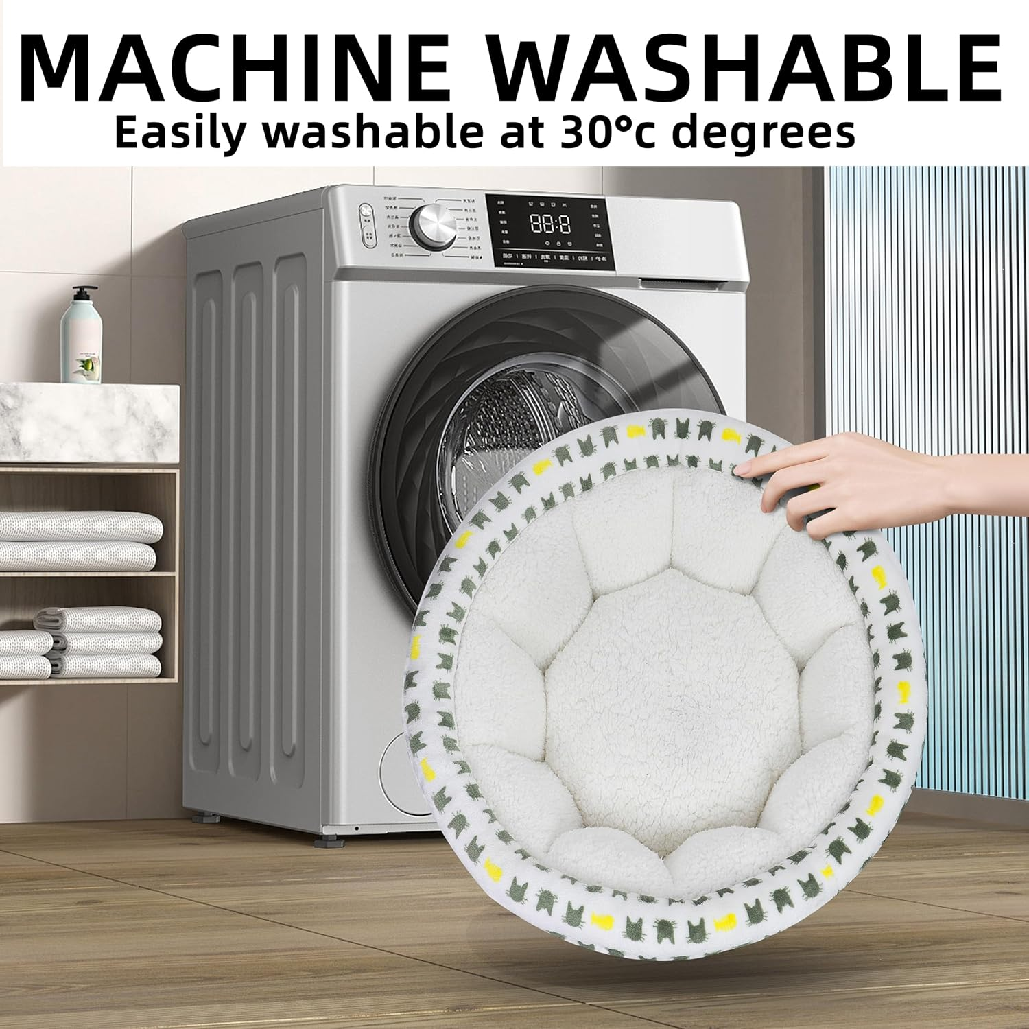 ROYPET Dont Cuddler Pet Nest, Small Dog Bed & Cat Bed, Anti-Anxiety Puppy Cuddler Bed, Cozy round Fluffy Plush Pet Bed, Comfortable and Safe Residence, for Small Cats & Dogs ﻿ (Beige, S)