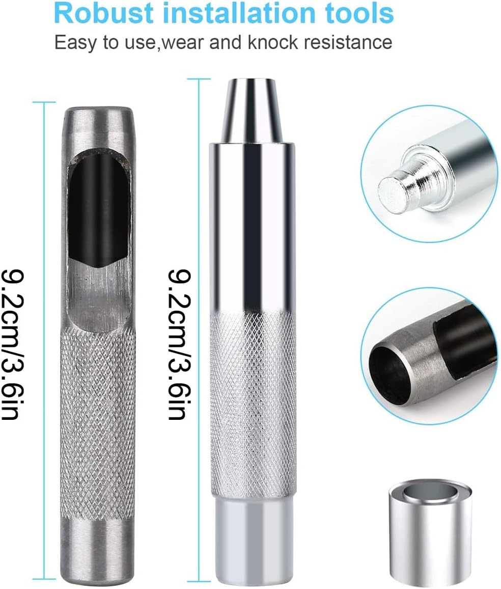 AIMALL Durable Copper Eyelet Tool Kit - Includes 200 Sets of 12Mm Grommets, Robust Installation Tools for Tents, Tarpaulins & More, Craft & Repair Essentials image number 3