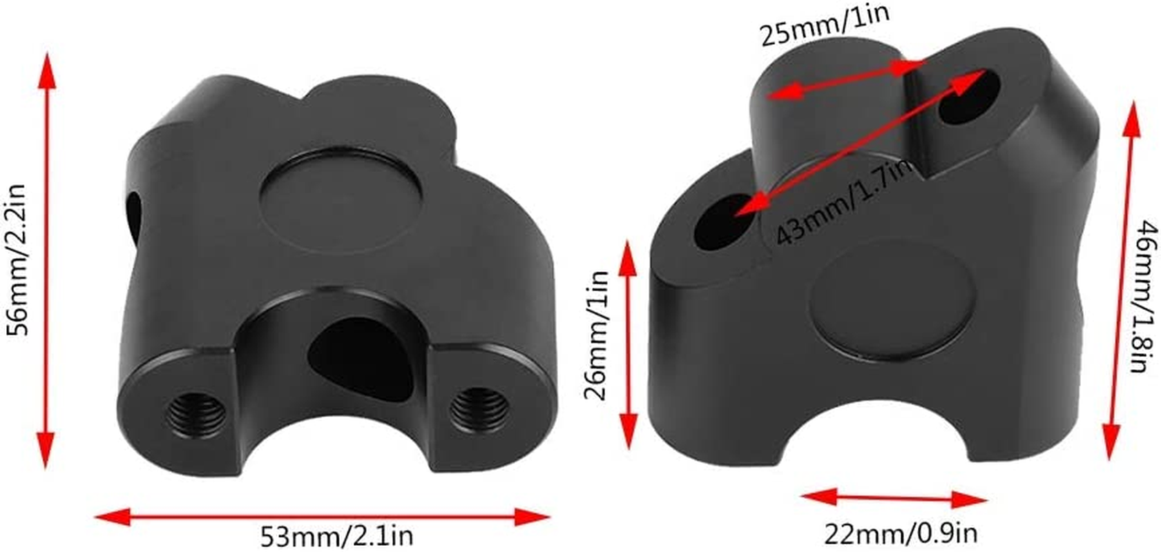 2 Pcs Universal Handlebar Risers for Motorcycle, 7/8 Inch Handlebar Risers Mount Clamp Handle Bar Riser with Accessory Kit(Black) image number 1