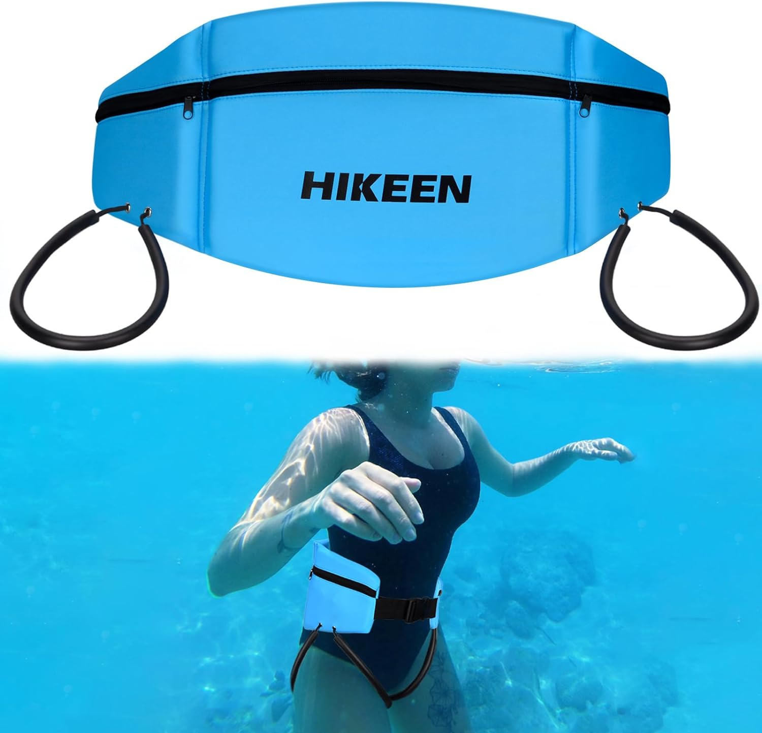Hikeen Swim Belt for Adults/Kids,Water Aerobics Equipment with Fixing Straps and Zipped Pocket,Adults Pool Exercise Equipment for Pool Exercises and Workouts image number 4