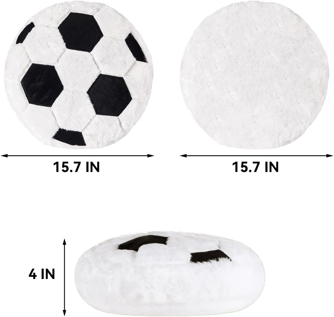 Soccer Ball Pillow Soft Fluffy Plush Football Cushion for Boys and Girls Sports Throw Pillows for Room Decor Sofa Couch Bed Soccer Gift 15.7 Inch image number 5