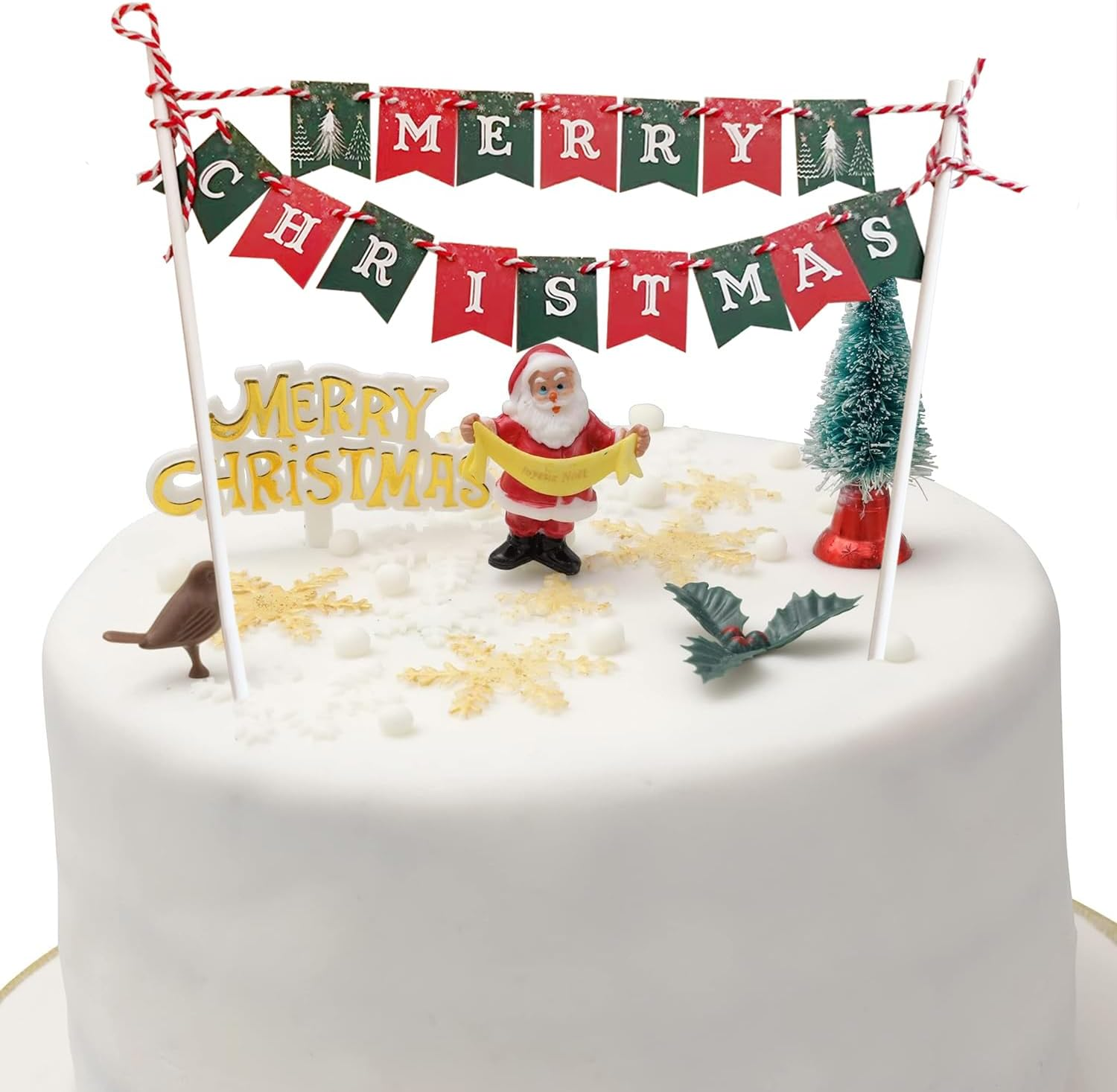 Christmas Cake Topper 1 Pack Merry Christmas Cake Topper Xmas Cake Decoration for Christmas Party Supplies Happy New Year Cake Decor image number 3