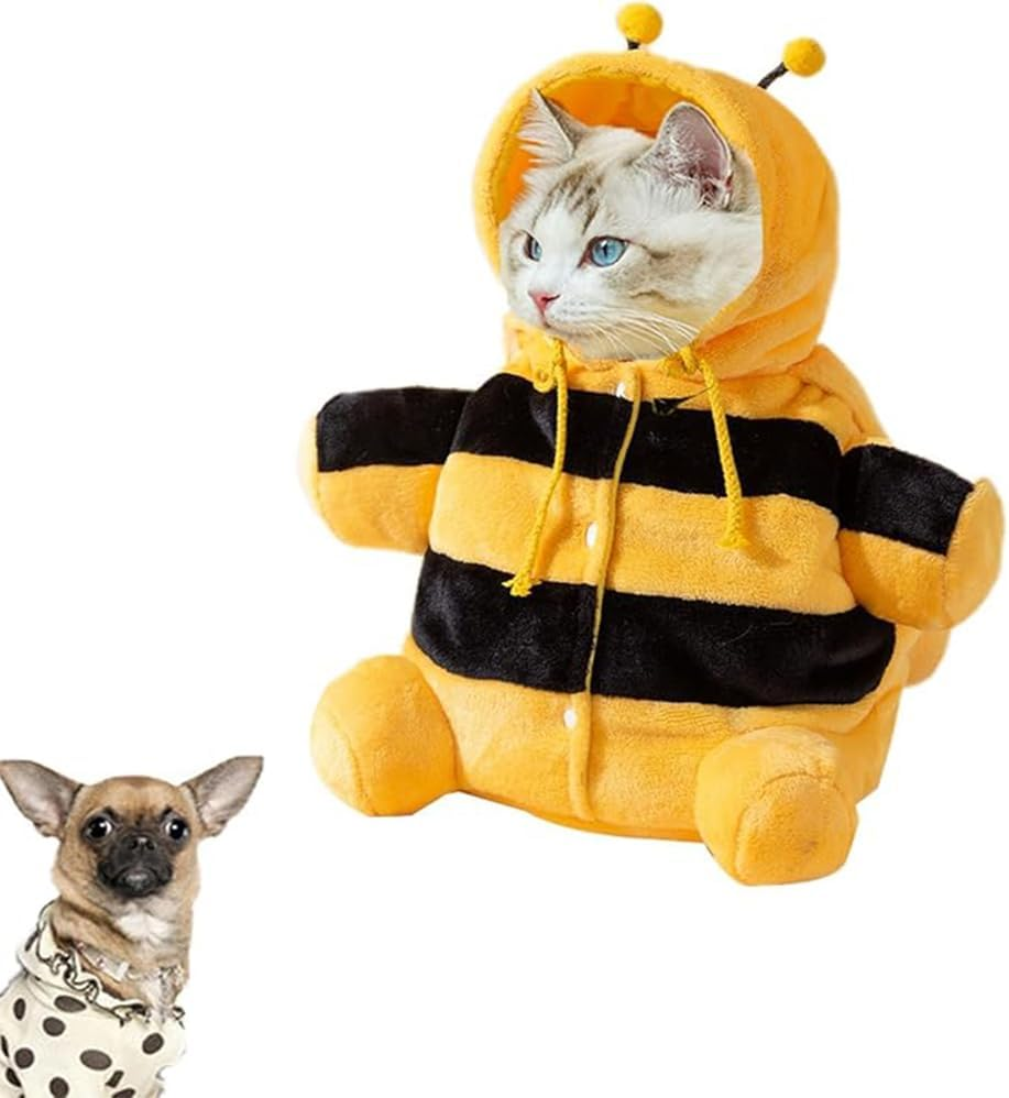 Pet Travel Bag Kit for Cat Dog Carrier & Travel,Outcrop, Pet Out Shoulder Bag, Cat Puppy Costume Winter Warm Outing Backpack Cute Bear Bee Design Anti-Escape Bags,Small Pets Universal image number 4