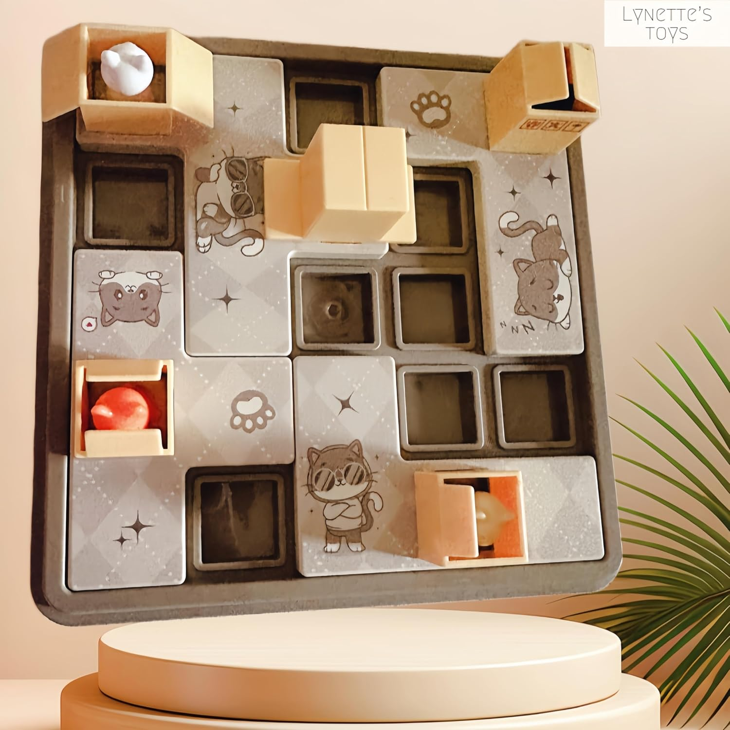 LYNETTE'S TOYS Catch the Cat Puzzle - Montessori Board Game, Educational Toy for Kids 6+ Years, IQ Toys, Developing Problem Solving Skill and Creative Thinking, Compact Travel Game (Purple) image number 1