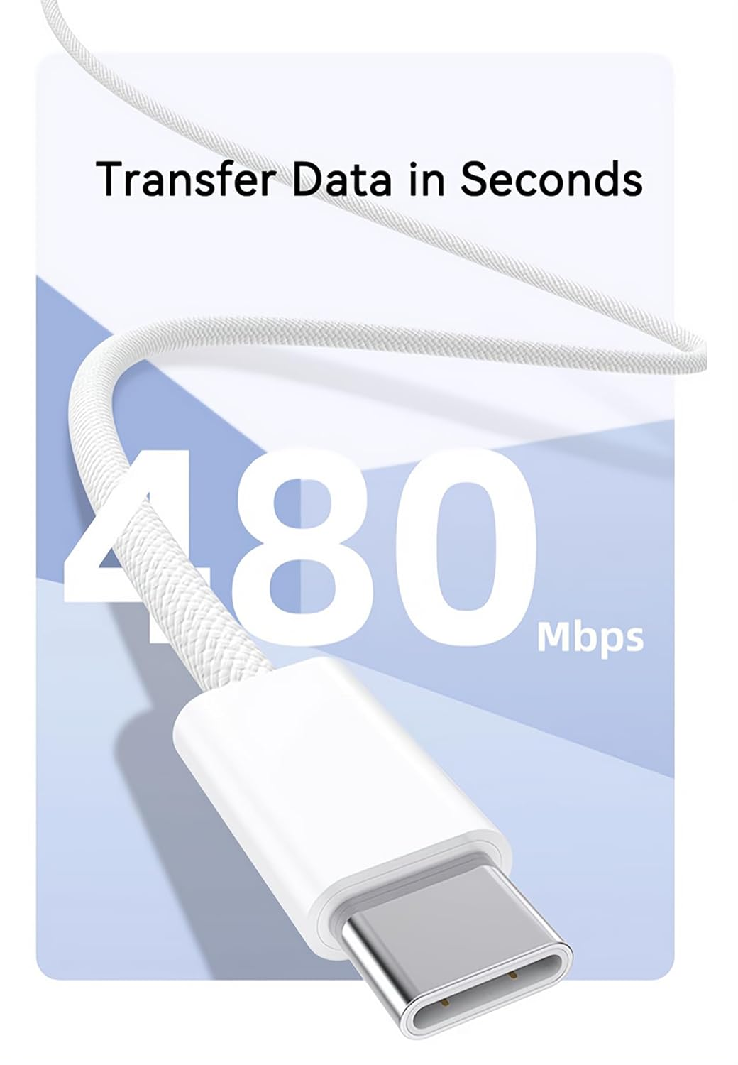 [1.5M 2Pack] Woven USB Charger to USB C Cable, Mfi Certified USB-A to Type C Cord Fast Charging for Apple Carplay Iphone 17 Pro Max/16/15, Ipad Air M2, Airpods Pro 2Nd, Samsung Galaxy S25, White image number 4