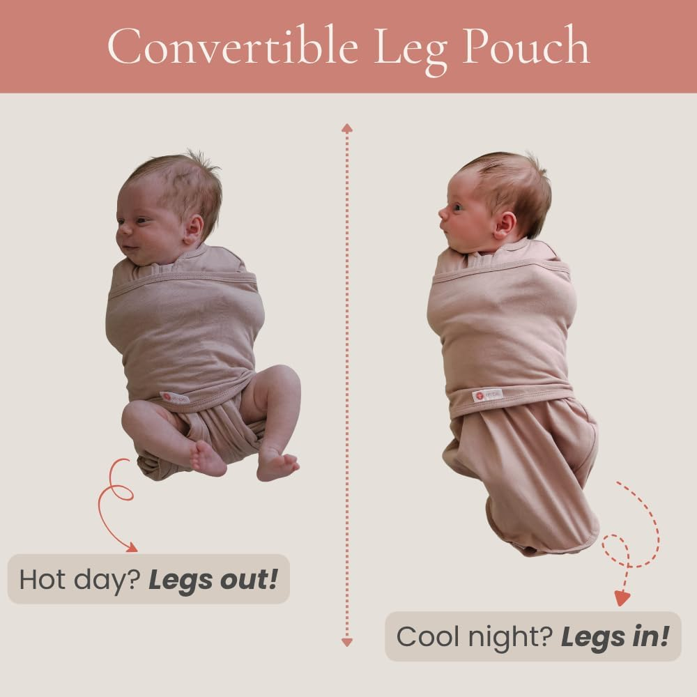 Emb&eacute; 2-Way Starter Swaddle Blanket, 2.5KG - 7 KG, 1.0 TOG, Nappy Change W/O Unswaddling, Legs in and Out Design, Warm up or Cool down 100% Cotton, 0-3 Months (Angle Stripe) image number 2