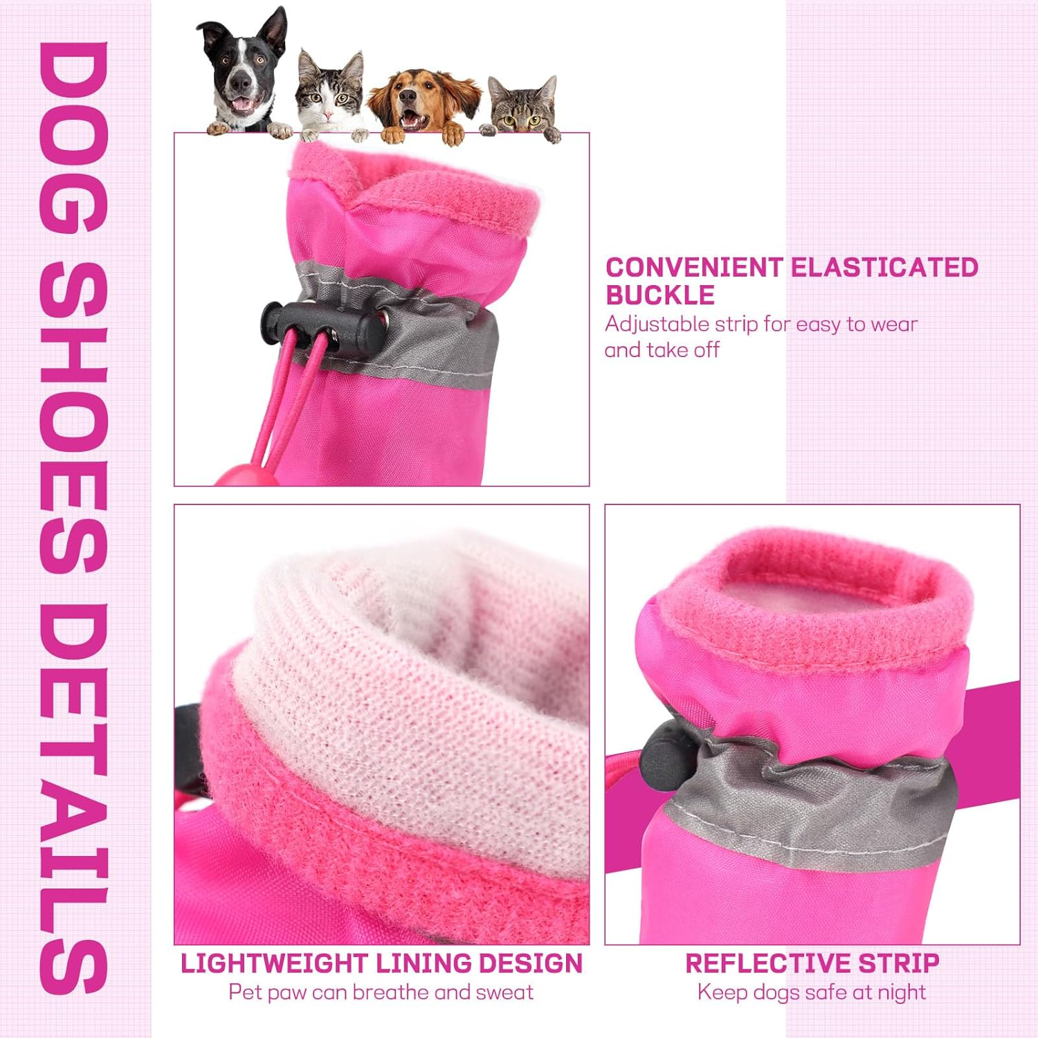 Shoes for Small Dogs, Dog Shoes for Hot Pavement with Reflective Straps, Waterproof Dog Boots for Small Dogs (Pink, S) image number 2