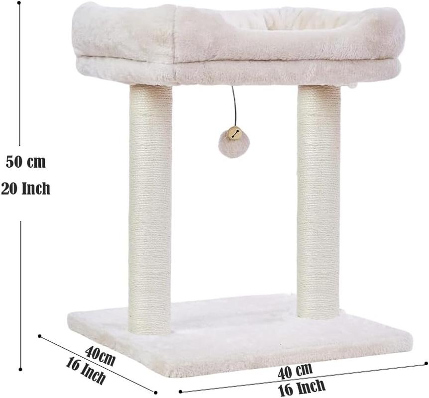 Cat Tree with Top Perch, Removable Cover, Natural Sisal Scratching Post, and Dangling Ball for Indoor Cats, Beige image number 5