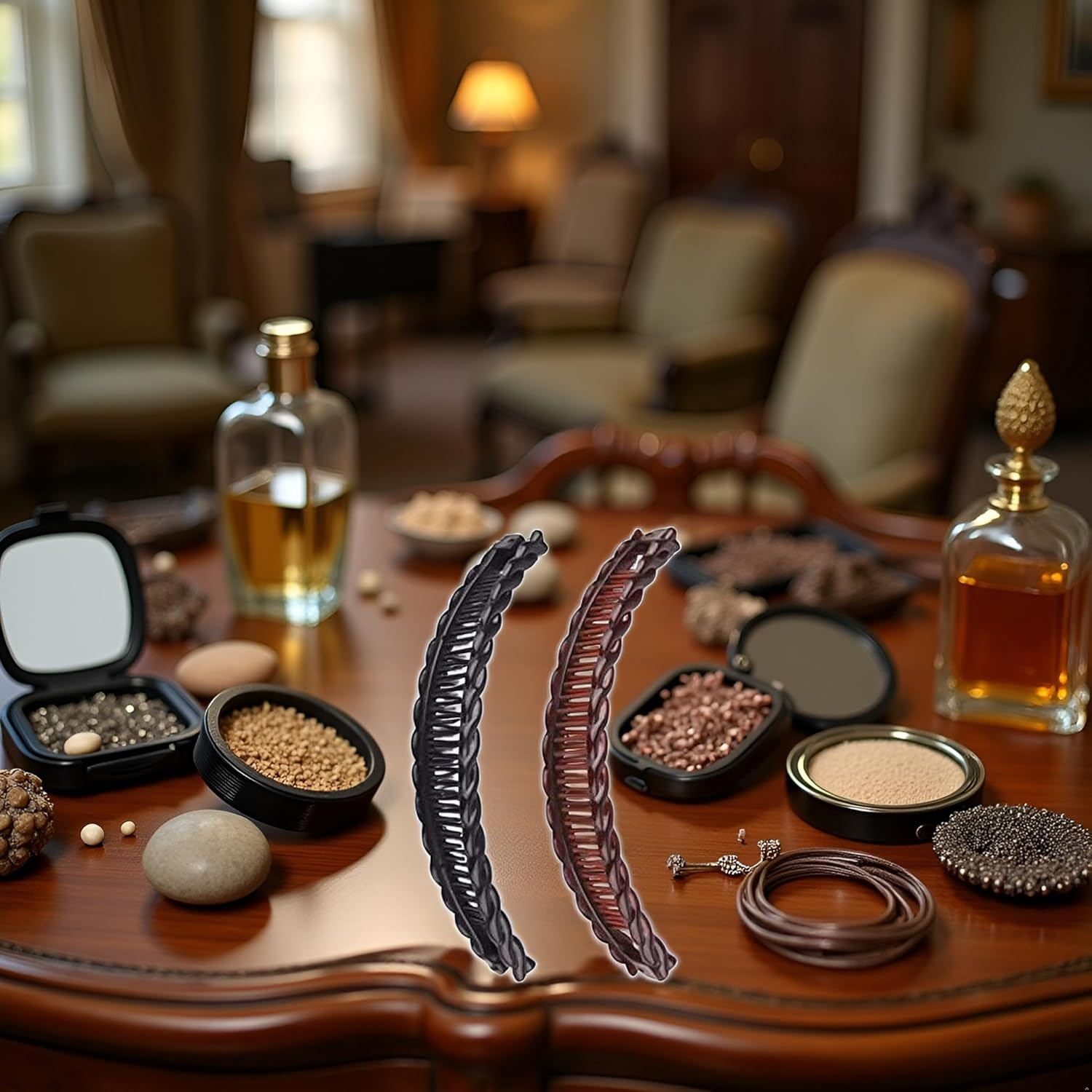 2 Pcs Tort Banana Clips Fish Clips Vintage Clincher Combs Tool for Thick Curly Hair Accessories Banana Hair Comb Fish Grip Slide Hair Clips Claws Set，Clips and Barrettes (Black and Brown) image number 5