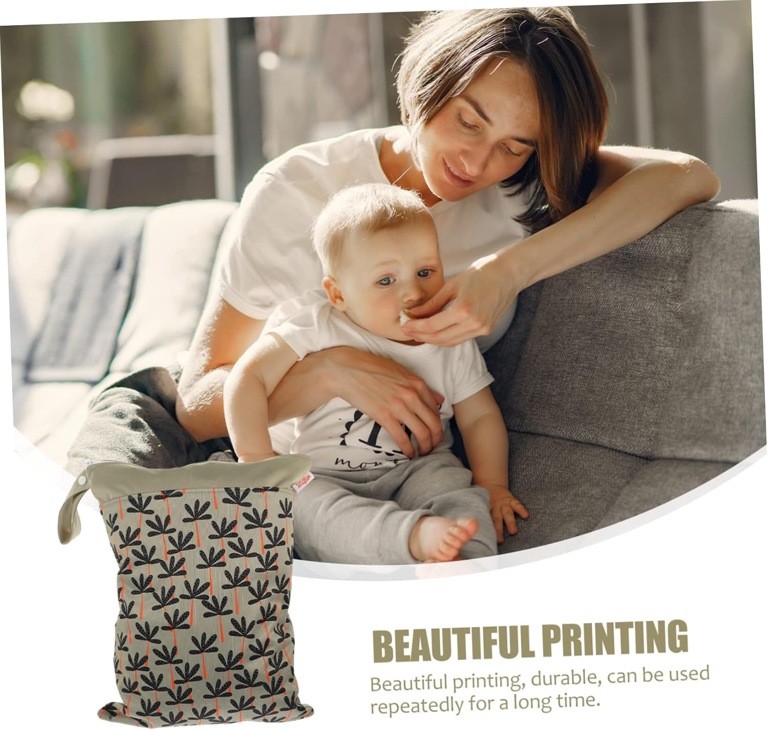 Mikinona Diaper Bag Large Capacity Wet Dry Organizer Pouch for Diaper Storage Portable Travel Nappy Storage Bag Accessories image number 4