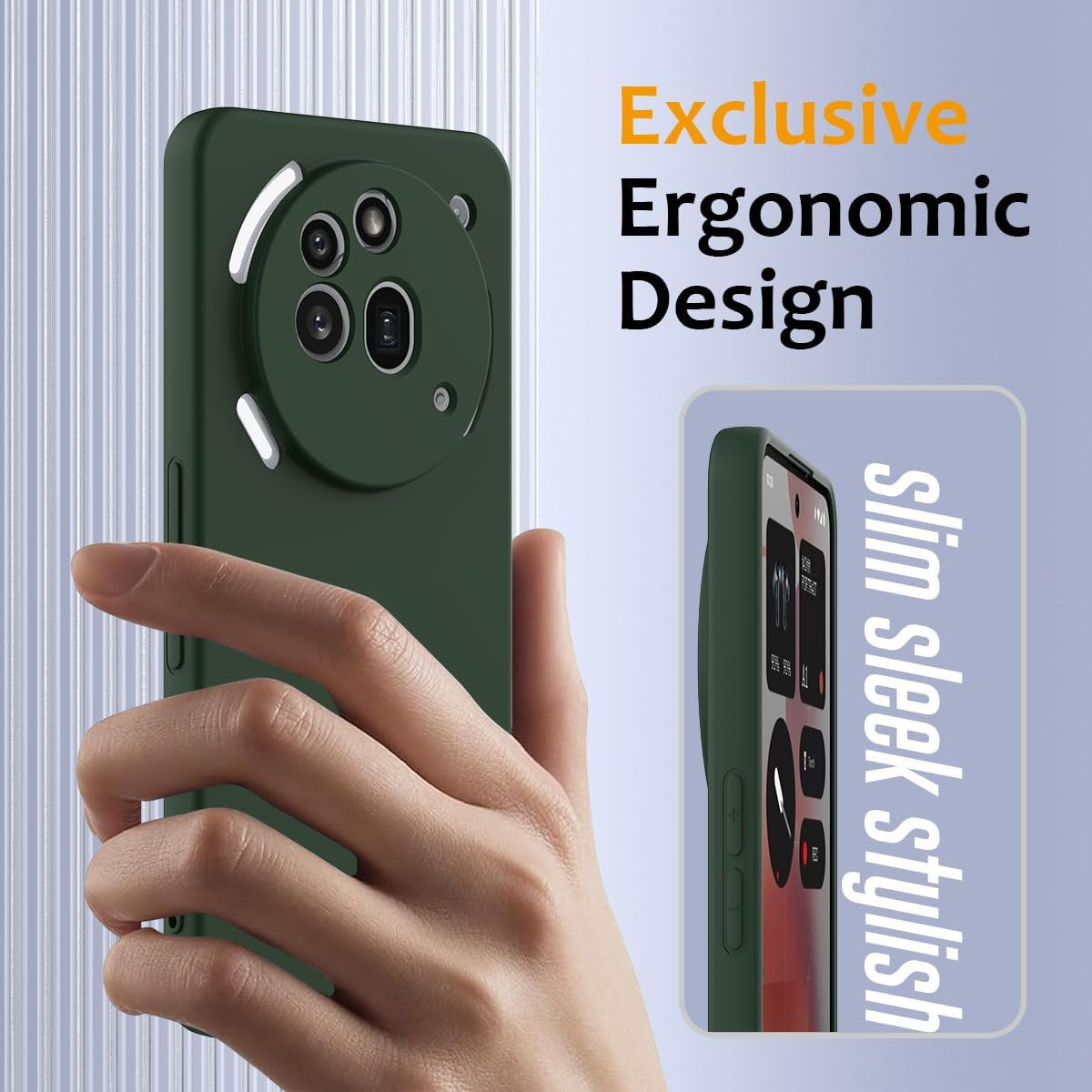 BRAND SET Case for Nothing Phone 3A Pro, Magnetic Silicone Case, Shockproof and Scratch-Resistant, Mobile Phone Case with Microfibre Lining for Nothing Phone 3A Pro Case (Dark Green) image number 1