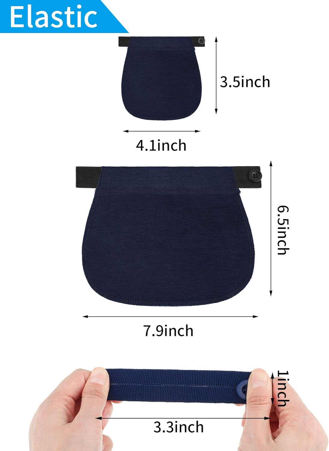 8 Pieces Waist Extender Set, Maternity Pants Extender Adjustable Pant Button Extenders Elastic Waistband Extender for Men or Pregnancy Women, 2 Colors image number 5