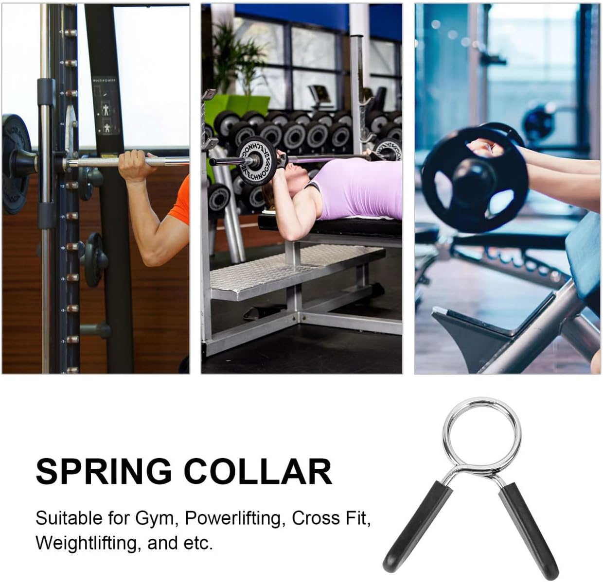 Homoyoyo Dumbbell Rod Clamp 4Pcs Steel Barbell Collars with Abs Handle Secure Spring Clips for Weightlifting Gym Accessories Fitness Training image number 5