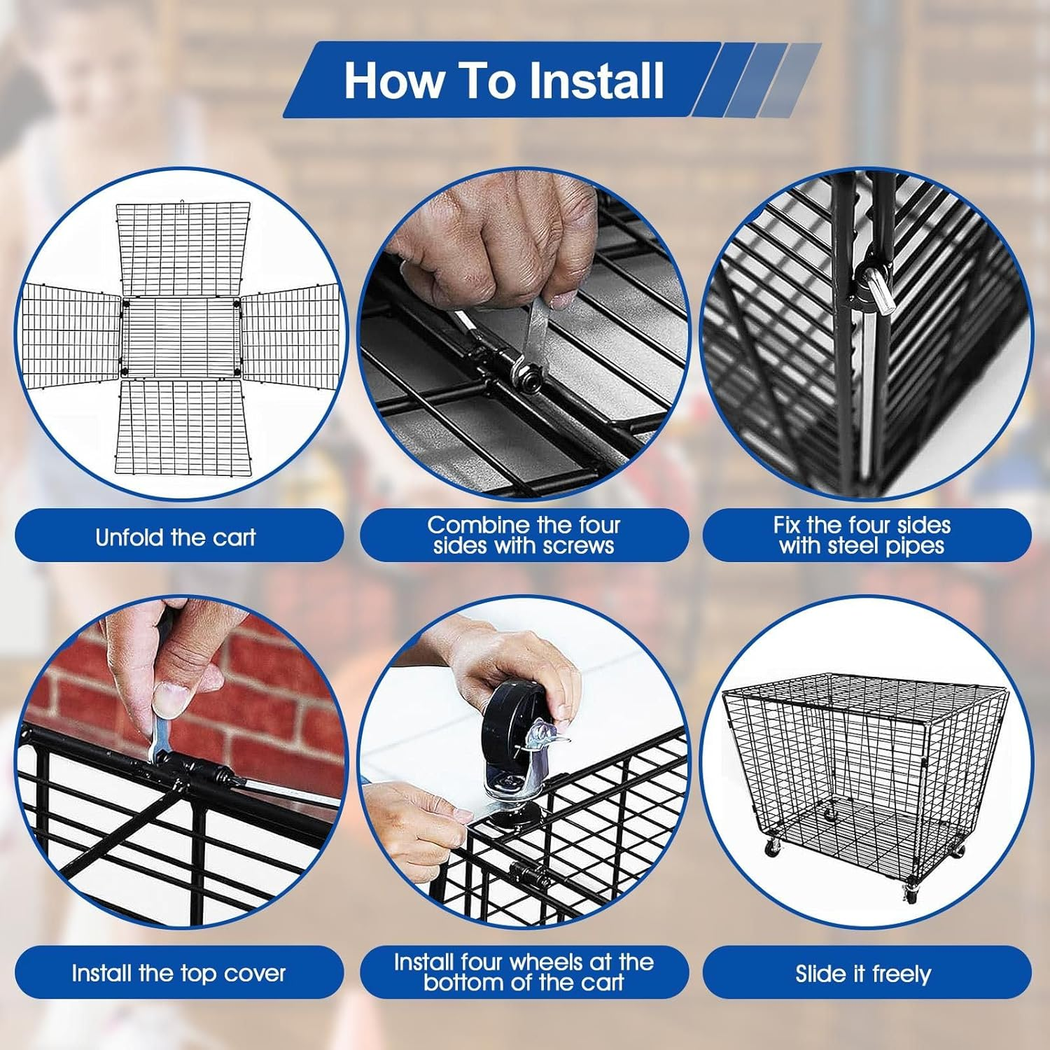 Genki Large Sports Ball Storage Cart Lockable Bin Cage Sports Equipment Organiser for Basketball Football Toys Holder Rack Garage Gym image number 2